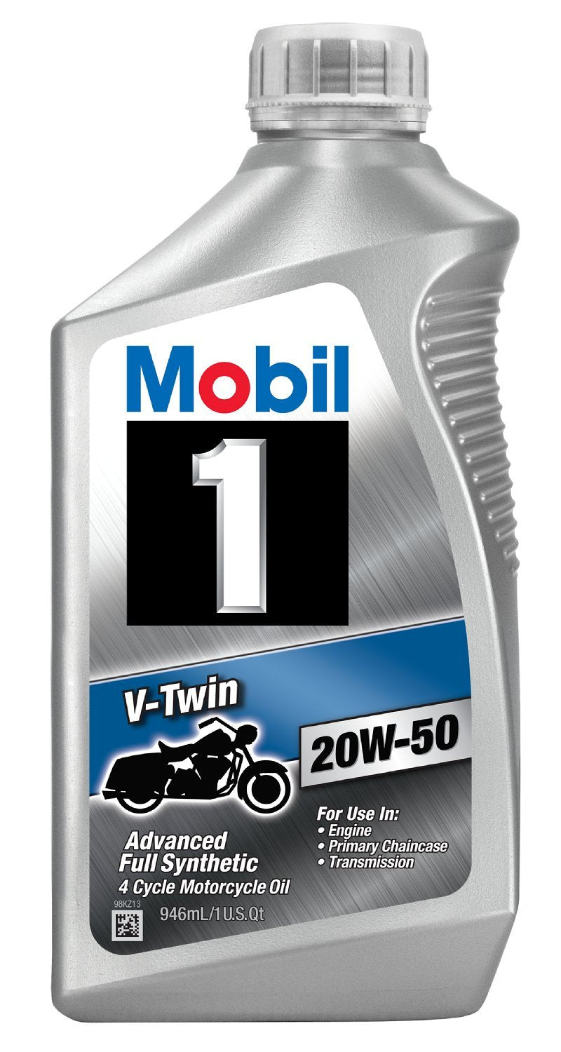 Mobil 1 96936 20W-50 V-Twin Synthetic Motocycle Motor Oil - 1 Quart (Pack Of 6)