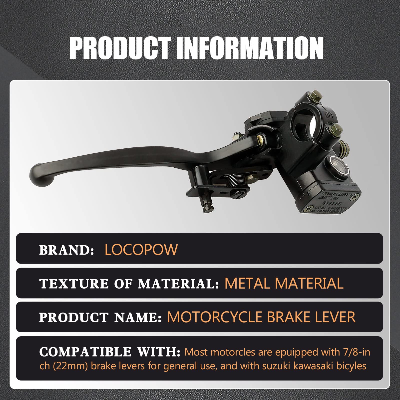 7/8' Universal Right Hydraulic Brake Lever Handle Master Cylinder For 50Cc 110Cc 125Cc 150Cc 200Cc 250Cc Scooter Moped Chinese Atv Dirt Pit Bike Quad Taotao Coolster Kazuma Sunl Baja Kymco Kid