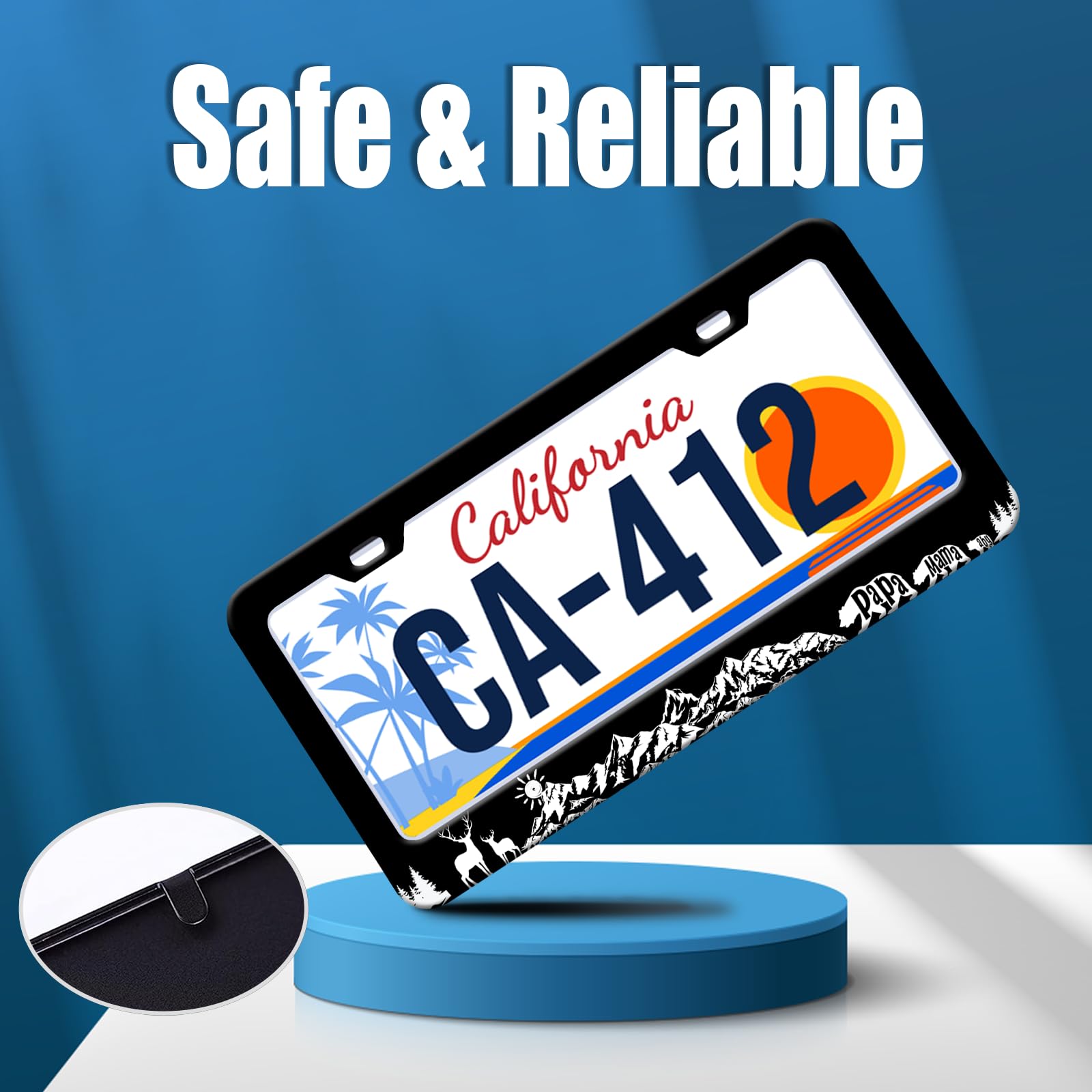 Mountains License Plate Frames Deer Bear Forest License Plate Holder for Car Decor Parts Personalized Stainless Steel License Pl