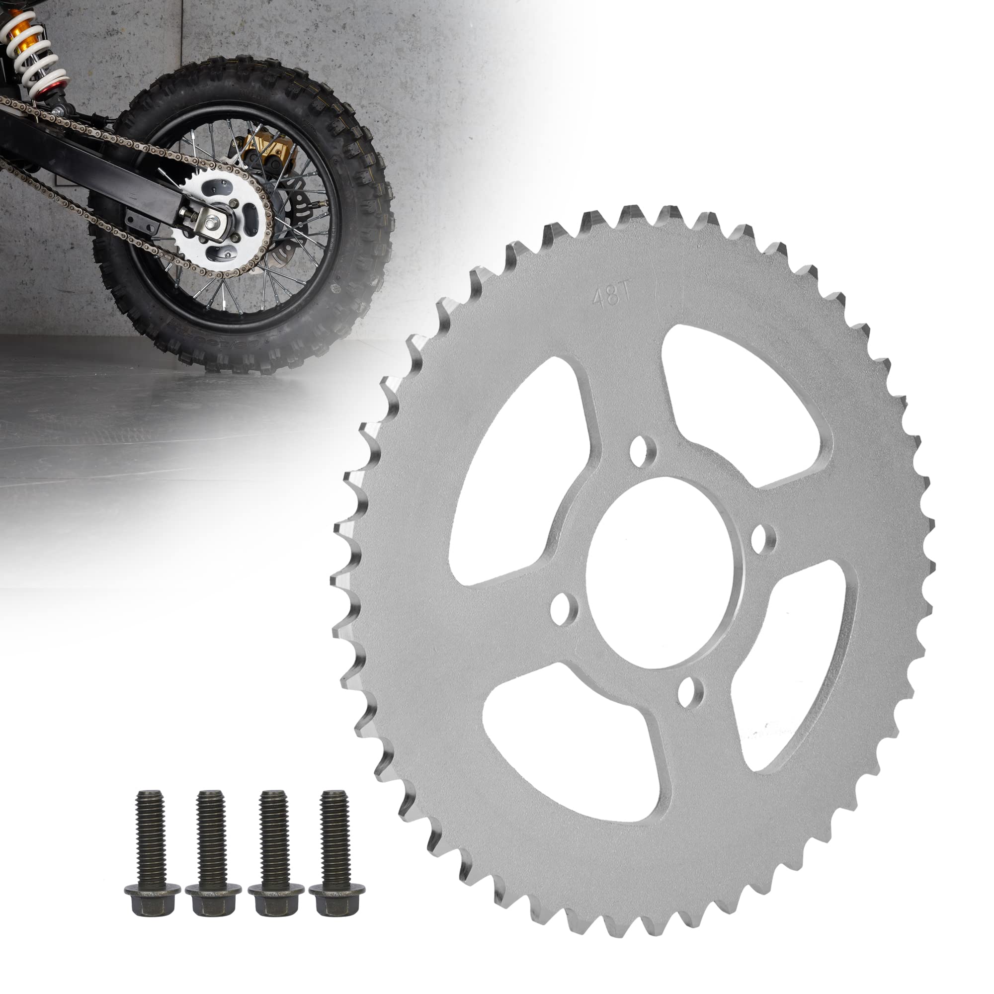 Rutu 420 Chain 48 Tooth 52Mm Go Kart Sprocket,Steel Motorcycle Rear Sprocket For 50Cc 90Cc 110Cc 125Cc Taotao Tforce Roketa Coolster Buyang Kymco Kazuma Sunl Chinese Atv Dirt Pit Bike Quad