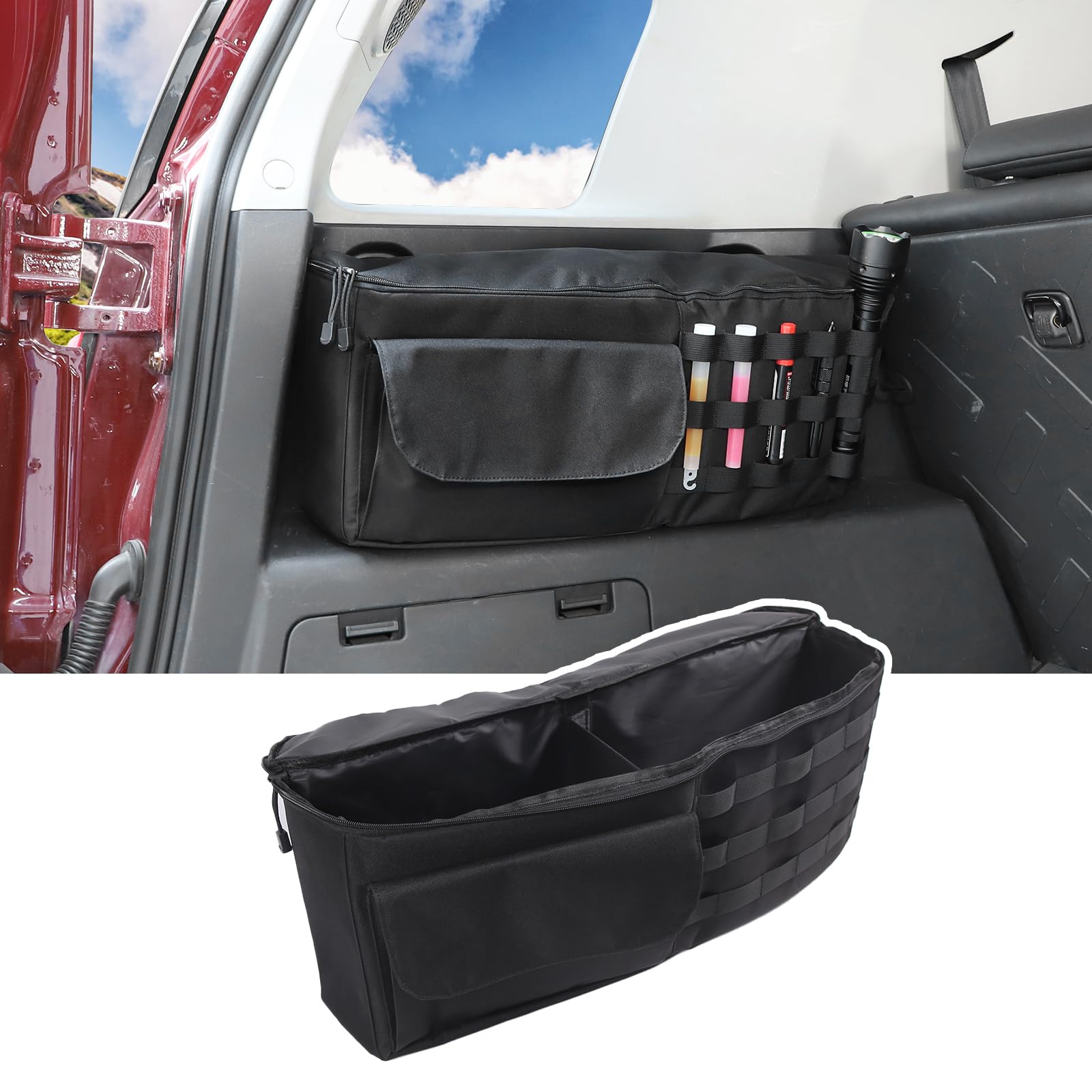 Fgtagtal Car Trunk Organizer Compatible With Toyota Fj Cruiser 2007-2021, Rear Left Storage Organizer Multi-Compartment Oxford Cloth Car Storage Bag Space Saving (Style B-1Pcs)