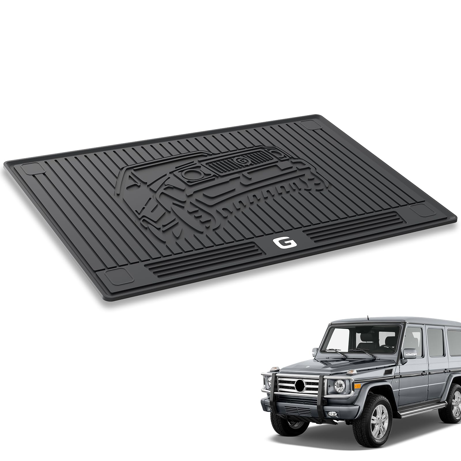 3W Cargo Liner Fit For 2019-2024 2025 Mercedes-Benz G Class/G500/G550/Amg G63 Suv Tpe All Weather Custom Fit Trunk Mat, Black