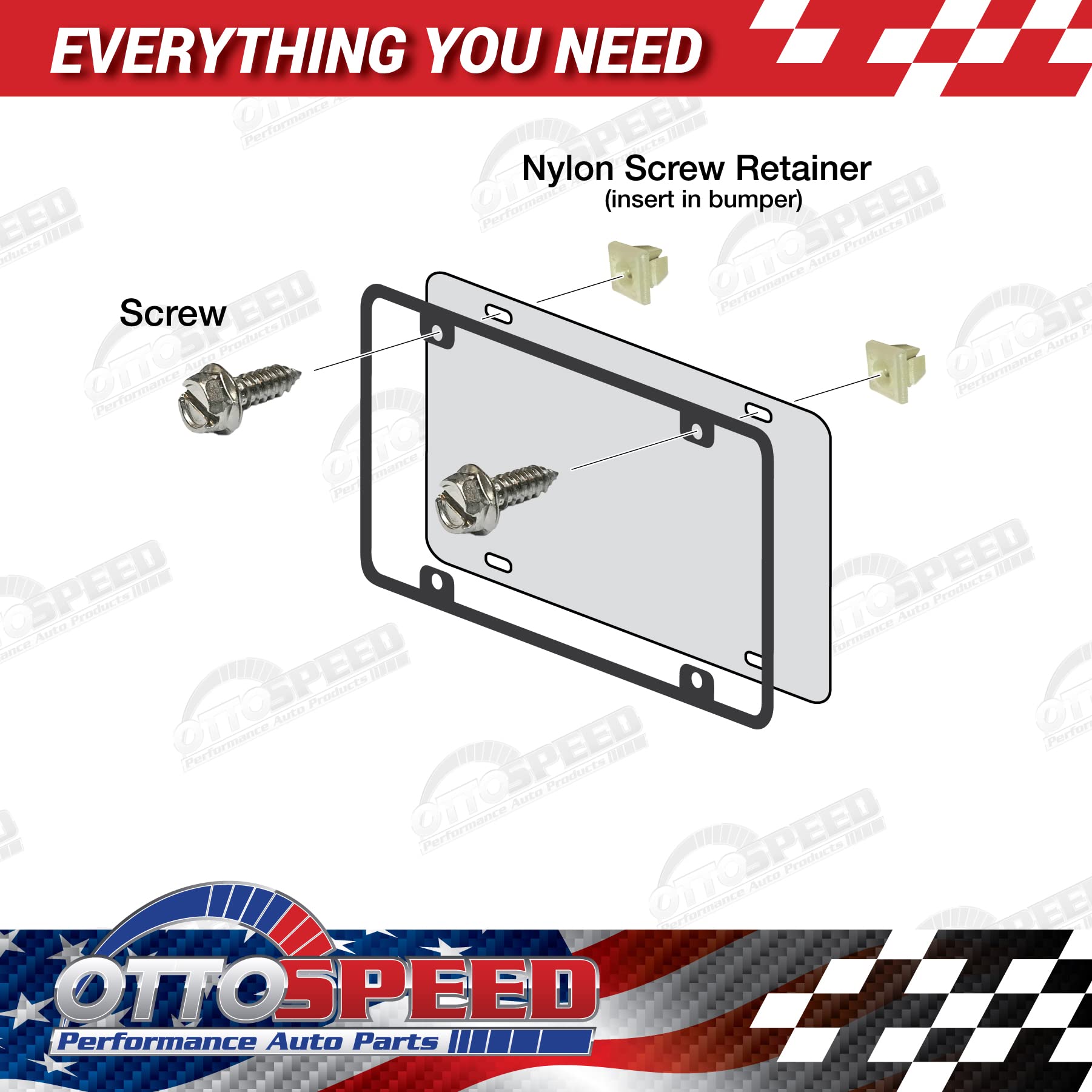 License Plate Screw Kit - Stainless, Oem Style Fasteners With Nylon Screw Retainers For Mounting Front And Back License Plates O