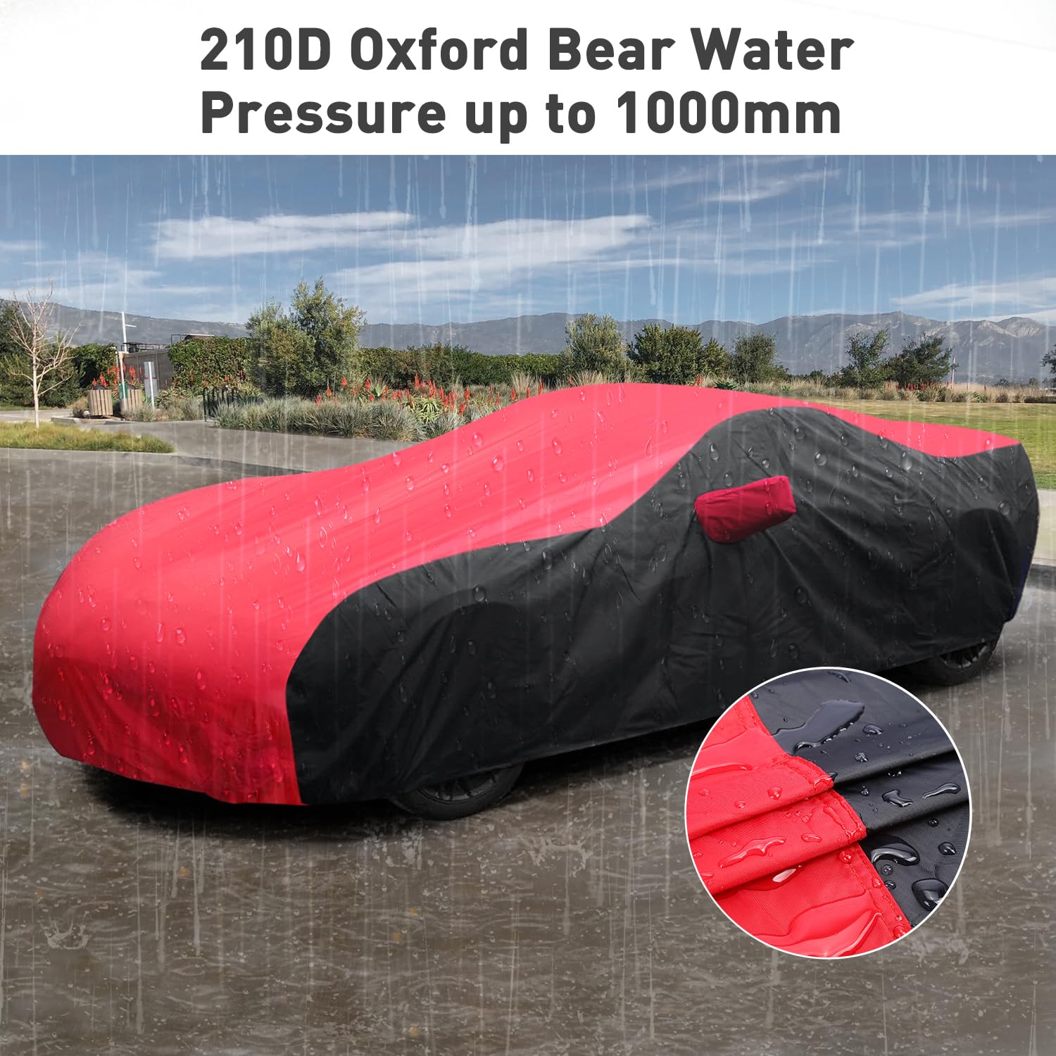 KAKIT Waterproof Car Cover for 2014-2019 C7 Stingray, UV Resistant, Custom Fit, C7 Size, Red & Black