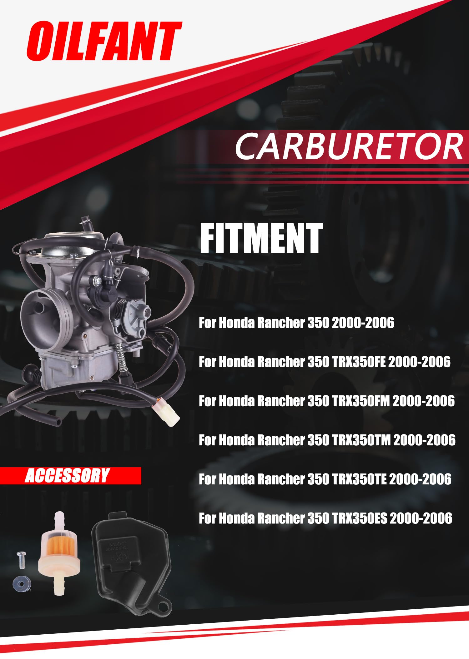 OLIFANT Carburetor for Honda Rancher 350 TRX350 (2000-2006) TRX350FE TRX350FM TRX350TM TRX350TE TRX350