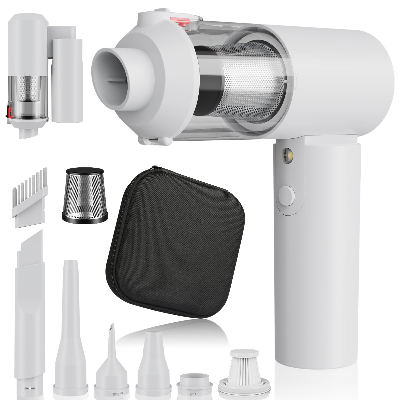 Tkkich Handheld Car Vacuum Cleaner 16000PA Vacuum Cleaner and Air Duster Portable High Power Cordless Multi-Nozzles for Car, Hom