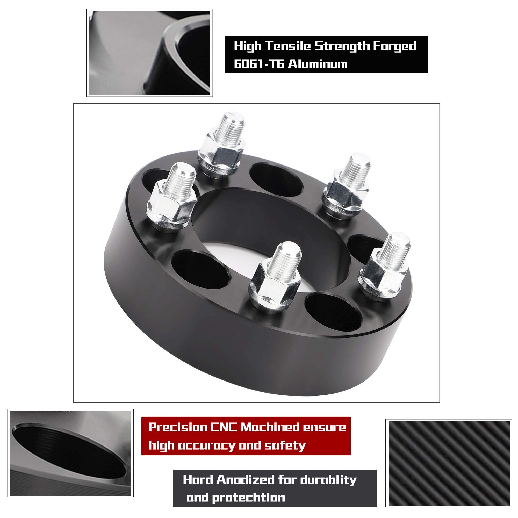 Flycle 5X4.5 To 5X4.5 Wheel Spacers For Tj Yj Xj Kj Kk Zj, 2 Inch 5X114.3Mm Wheel Spacer For Ranger Explorer Mustang Edge With 1/2-20 Studs