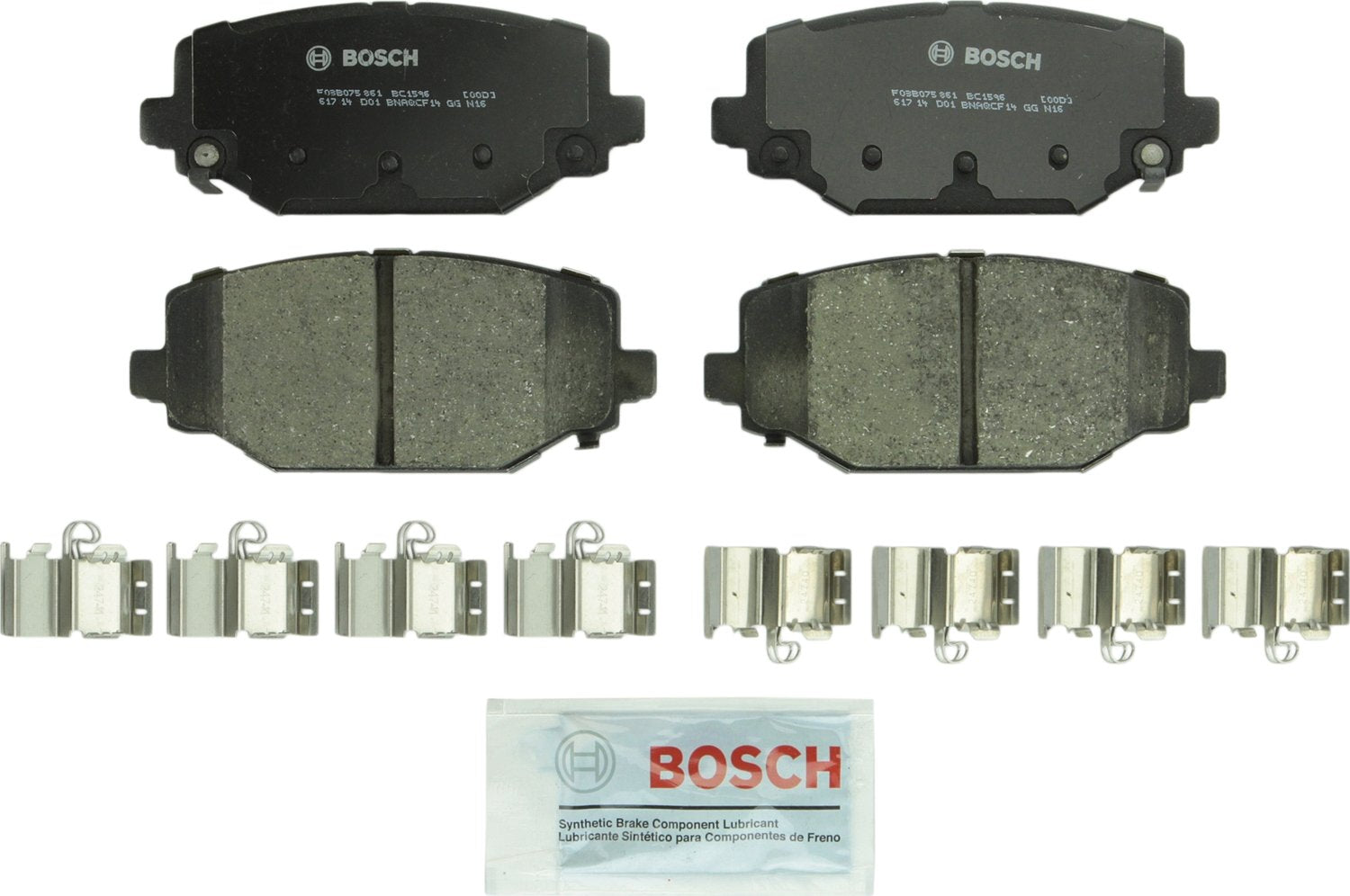 BOSCH BC1596 QuietCast Premium Ceramic Disc Brake Pad Set - Compatible with Select Chrysler Town & Country; Dodge Grand Caravan,