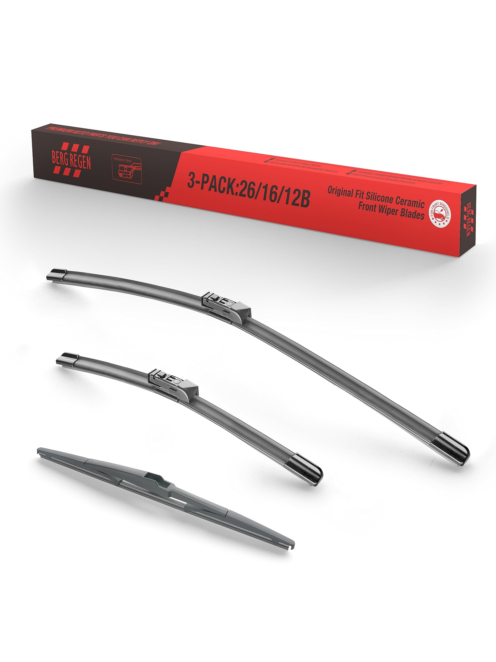 3 Wipers 26''/16''/14'' Silicone Windshield Wiper Blades Replacement For Toyota C-Hr 2021 2020 2019 2018 2017 (Pack Of 3)26Inch 