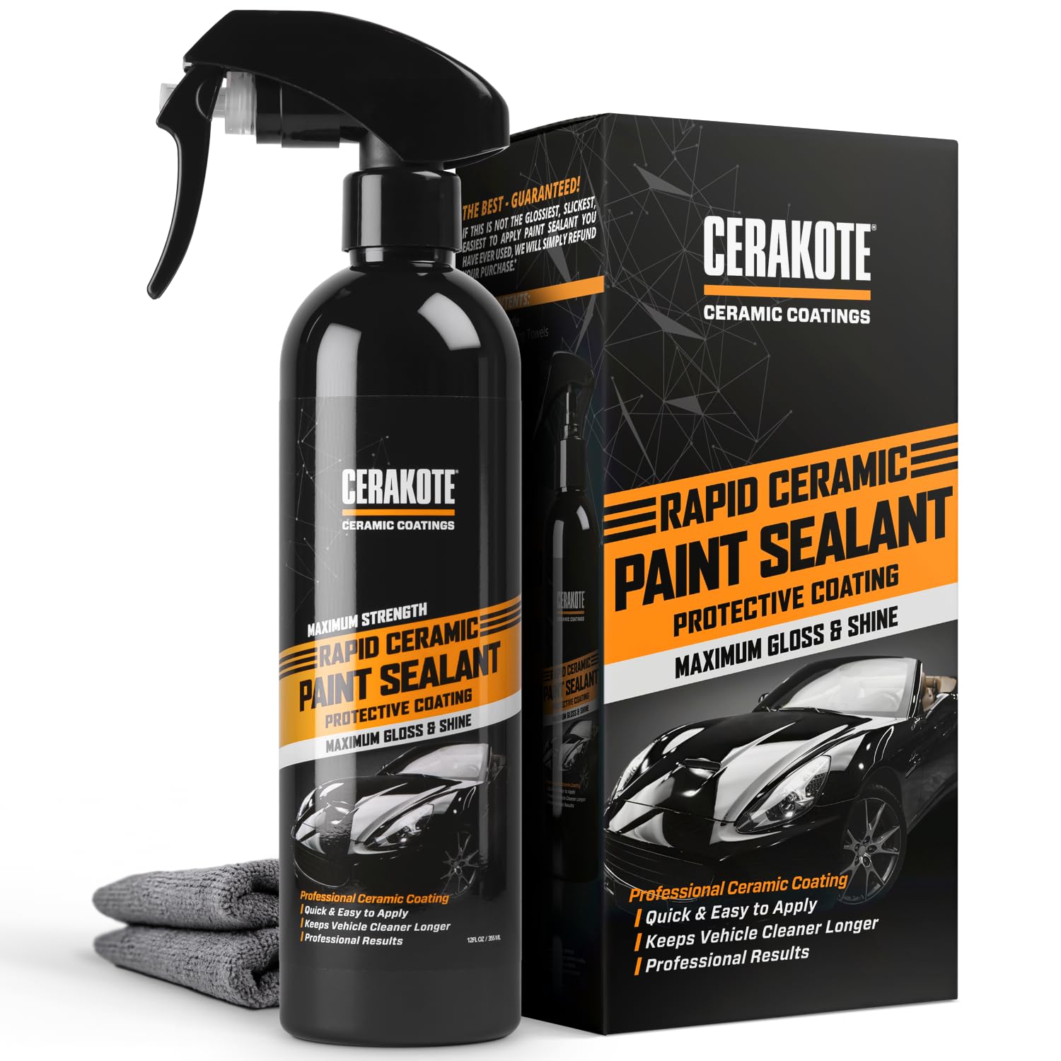 Cerakote® Rapid Ceramic Paint Sealant (12 Oz.) - Now 50% More With A Premium Sprayer! - Maximum Gloss & Shine - Extremely Hydrophobic - Unmatched Slickness - Pro Results