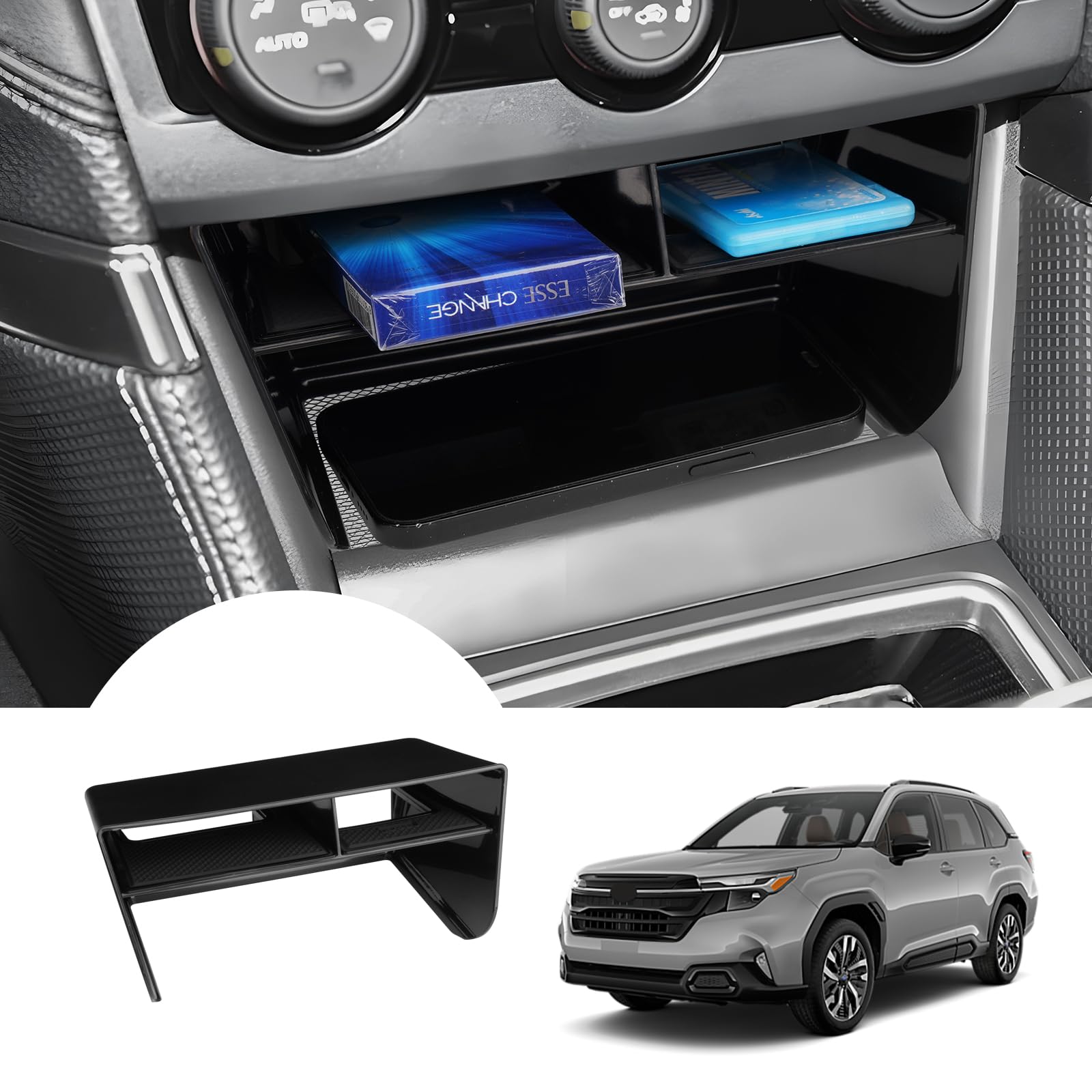 Autorder Center Console Organizer for Subaru Forester 2019-2024 Without Wireless Charger Accessories Armrest Storage Box Seconda