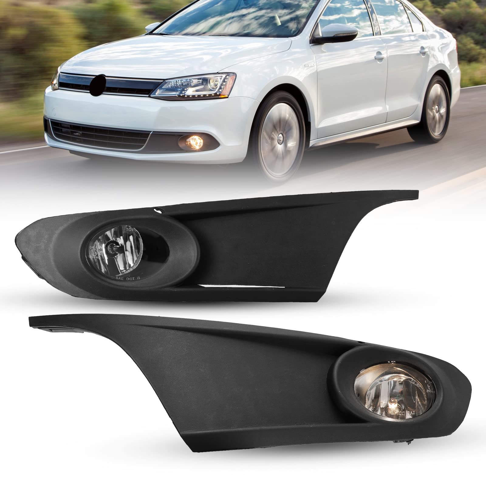 Autowiki Fog Lights Fir For 2011-2014 Volkswagen Jetta (Not Fit Wagon, Gli Models) 2Pcs Oem Replacement Fog Lamps