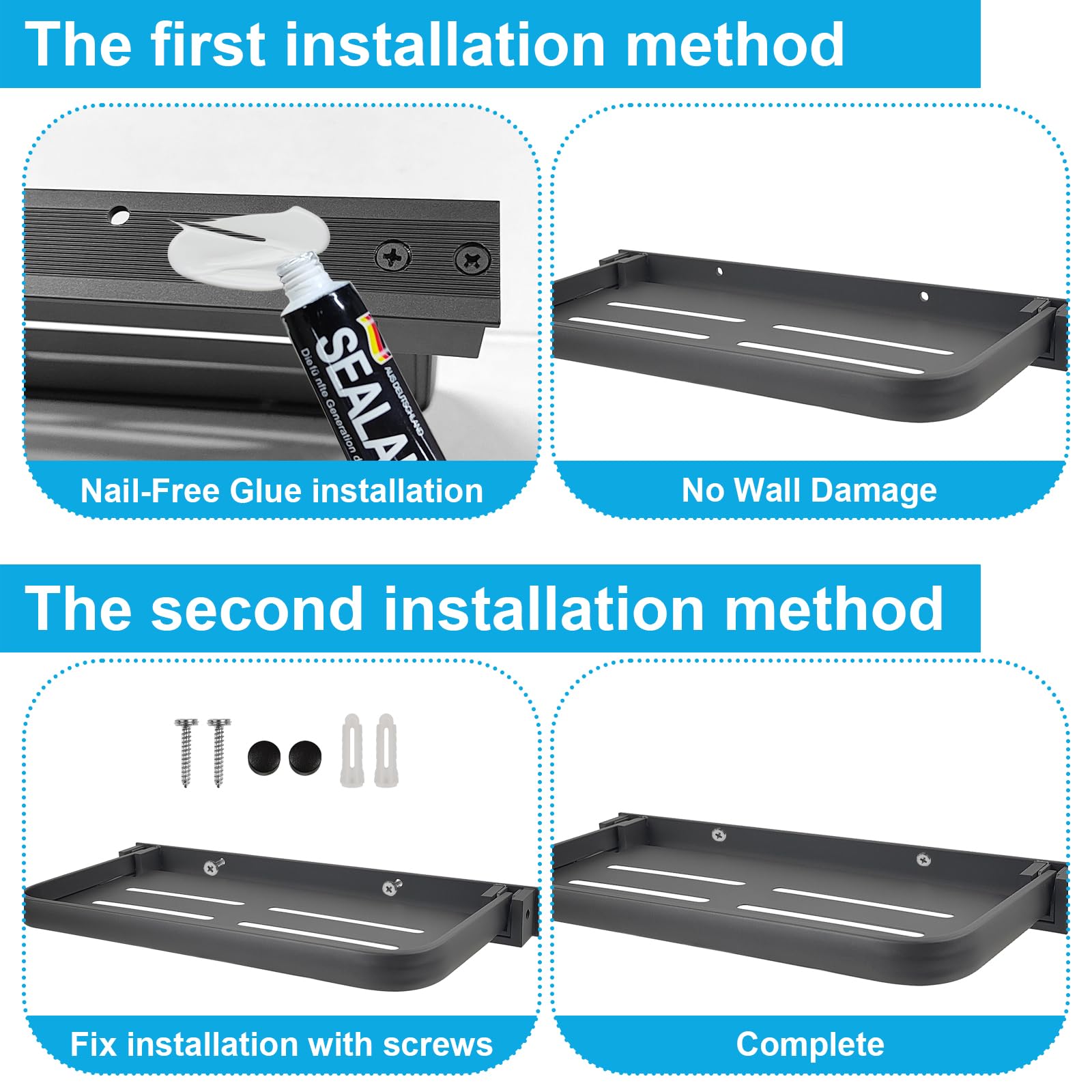 YEXEXINM 2 Pack RV Aluminum Fold-Down Wall Shelf - Wall-Mounted Hidden Foldable Shelf for Compact Camper Storage | Perfect RV Sh
