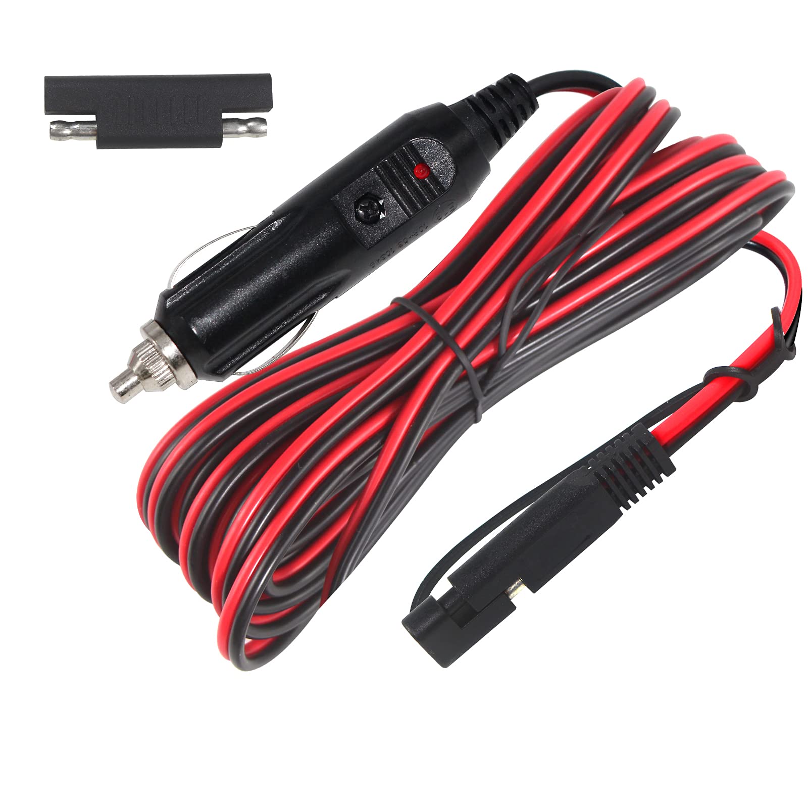 15FT Cigarette Lighter SAE Battery Extension Cable - 12v Cigarette Lighter Plug to SAE Quick Release Extension Battery Charging 