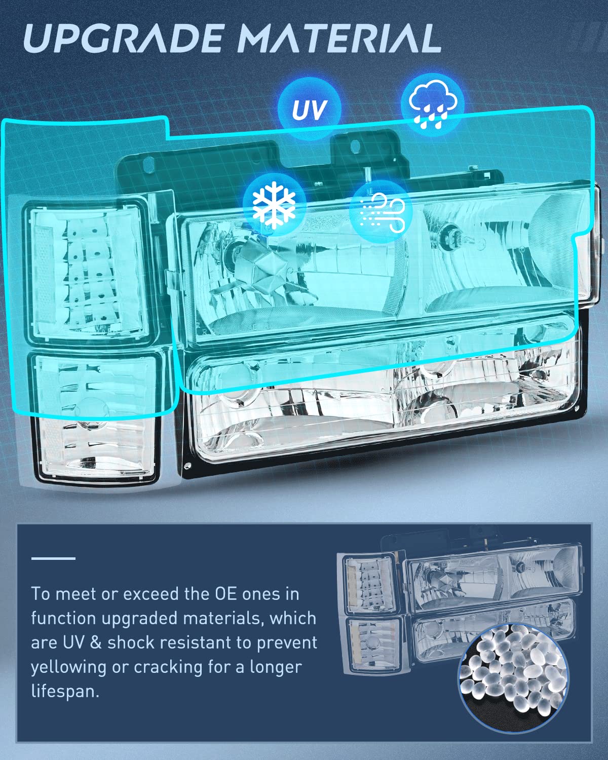Nilight Headlight Assembly Compatible With 1994 1995 1996 1997 1998 Chevy Silverado Tahoe Suburban C10 C/K 1500 2500 3500 Replac
