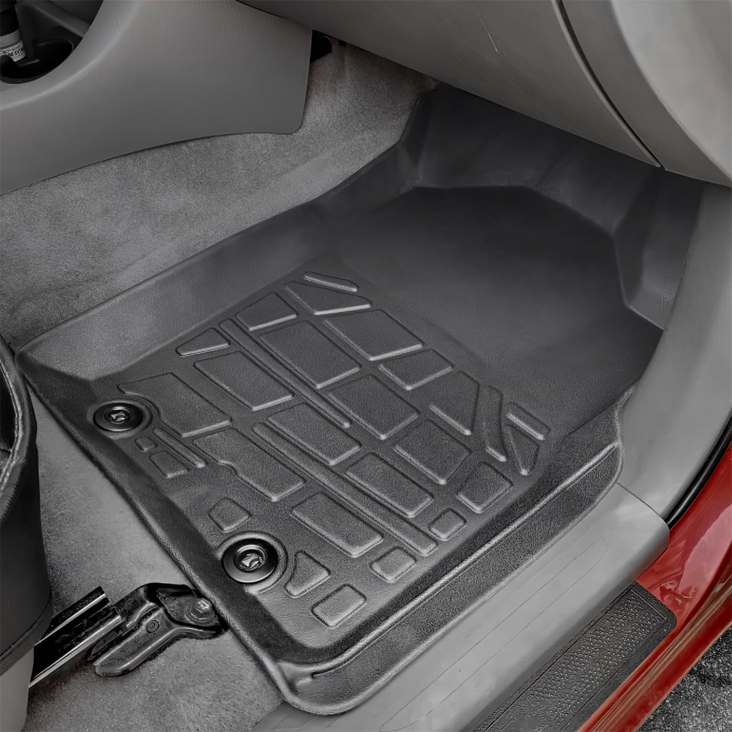 Karpal Floor Mats Fit 2005-2015 Toyota Tacoma Double Cab (Footwell Coverage), Custom Fit All Weather Tpe Floor Liners, Front & 2