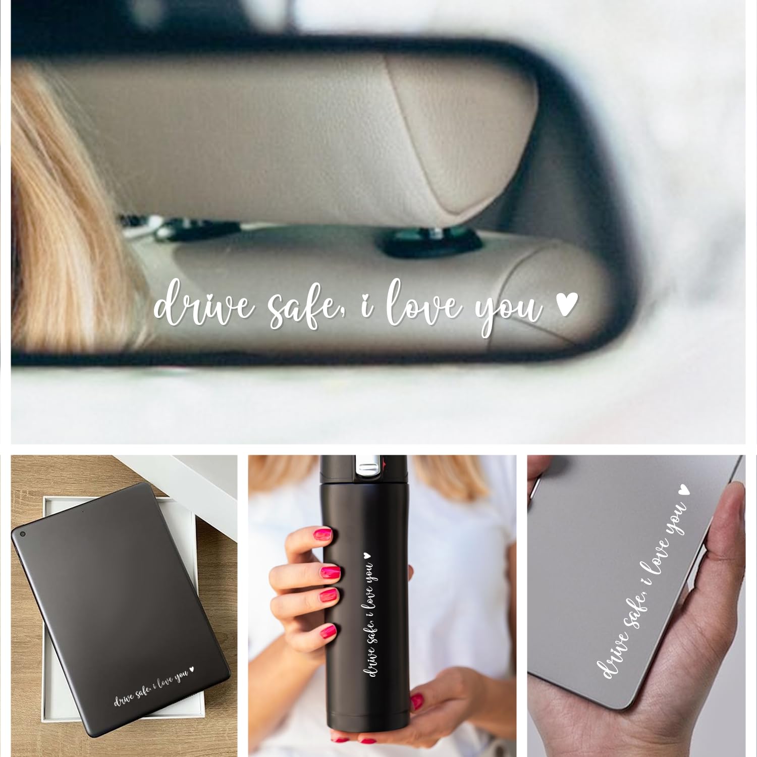 3X Drive Safe I Love You Rearview Mirror Decal, Car Mirror Sticker, Car Decals for Mirror, I Love You Drive Safe Mirror Sticker,