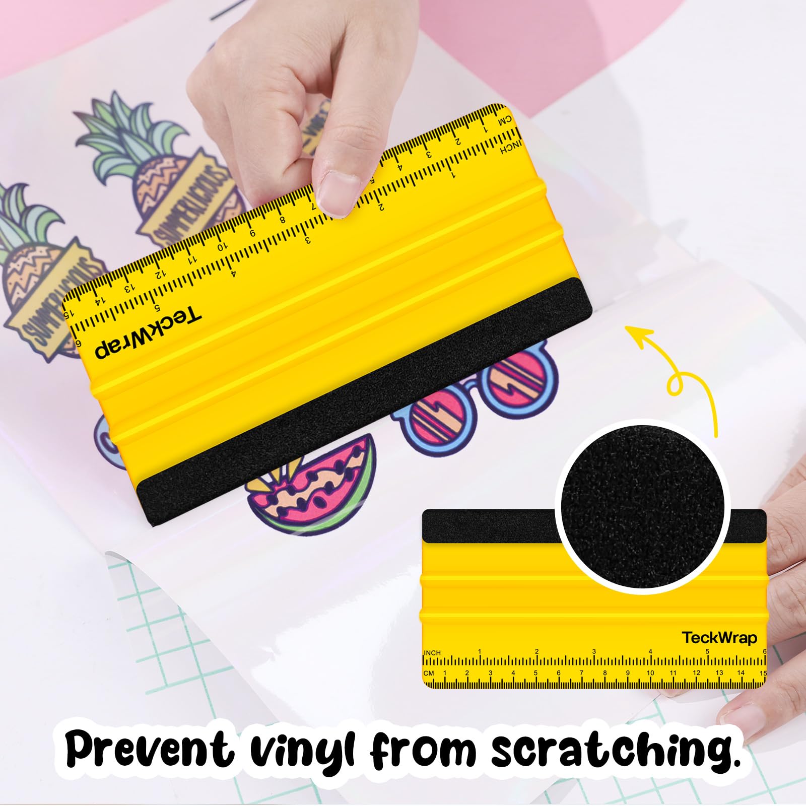 Teckwrap Squeegee For Vinyl Felt Squeegee Scraper Tool For Decals, Inkjet Sticker Paper, And Wallpaper - 6 ''X2.9 '', Scratch-Fr