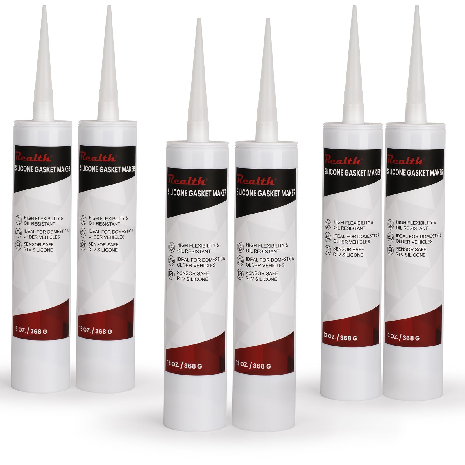 Rtv Silicone Gasket Maker Black, High Temperature Gasket Sealer (6  13 Oz.), Resistance Sealant High Strength Flange Sealing For