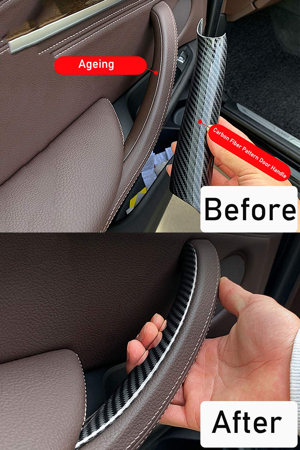 Jaronx For Bmw Carbon Fiber Door Pull Handle Cover,For Bmw X5 Series E70/E70 Lci (2008-2013),X6 Series E71/E72 (2008-2014),Inter