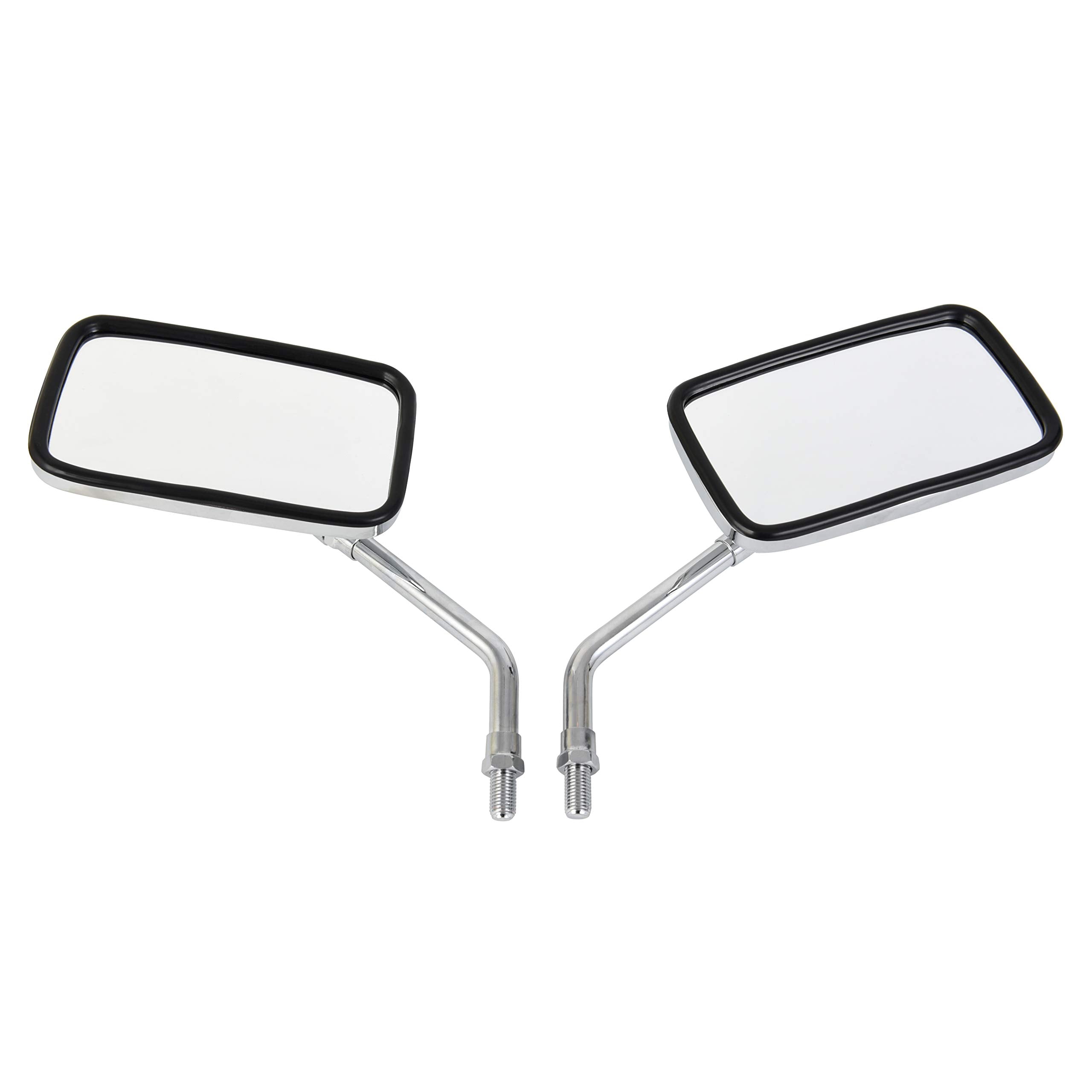 Rawsomes 10mm Chrome Motorcycle Handlebar Rearview Mirrors for Harley Kawasaki Suzuki - Medium Size 125mm x 70mm, Universal Fit
