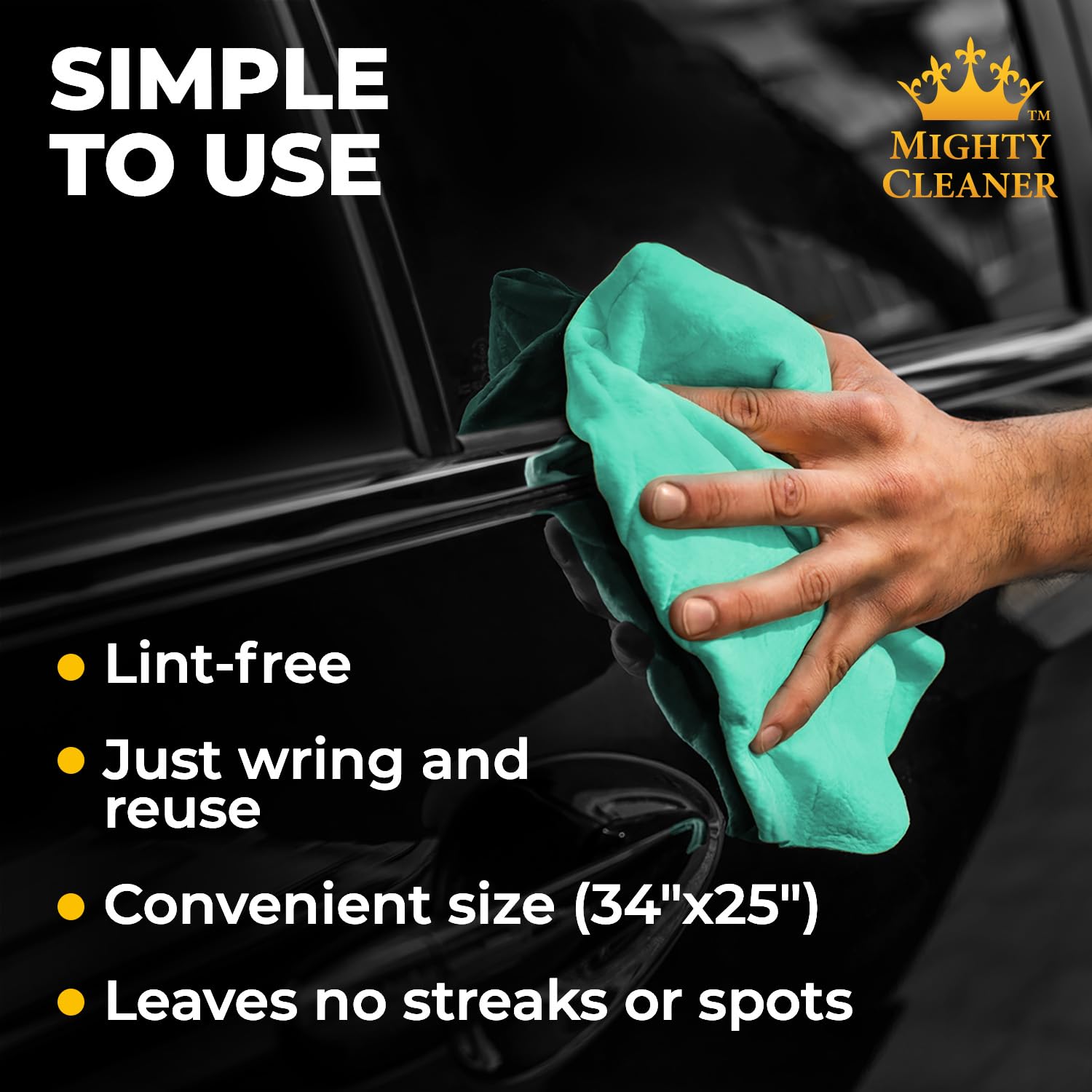 Premium Xl Shammy Towel For Car - 34   X25    - Super Absorbent Chamois Cloth - Spots & Scratch-Free - Reusable Car Drying Towel