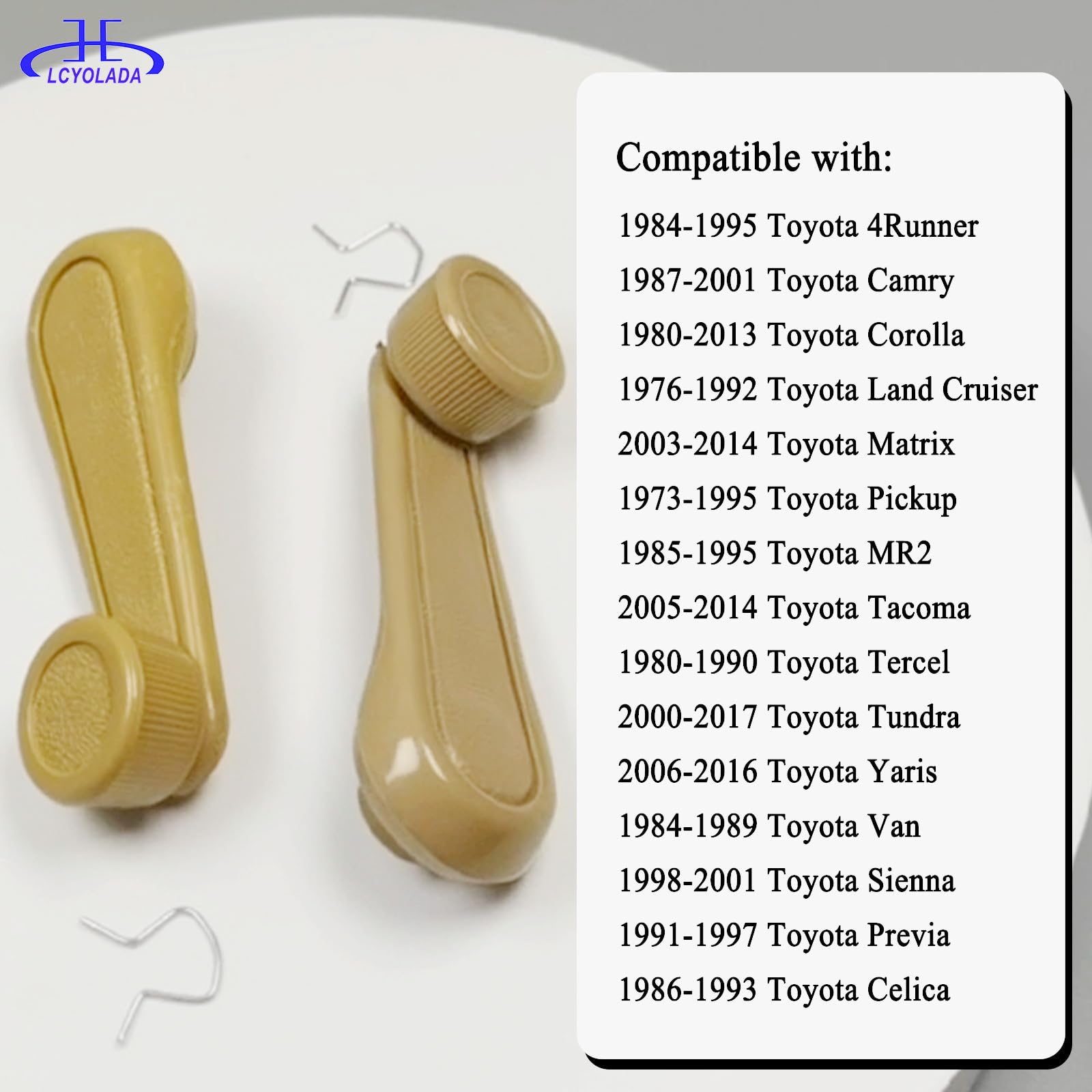 Lcyolada Window Crank Handle,Textured Beige,Compatible with 1973-2017 Toyota Tundra Yaris Matrix Tacoma Corolla Camry Sienna T10