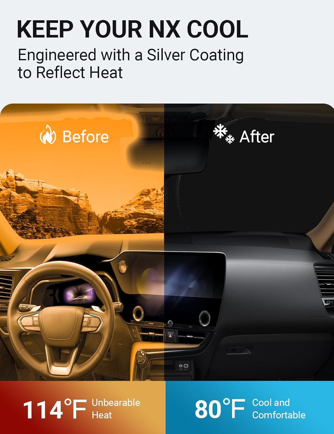 Proadsy 2025 Upgrade Windshield Sunshade Custom Fit 2022-2025 Lexus Nx Nx250 Nx350 Nx350H Nx450H+, Block Sun & Uv Car Protector,