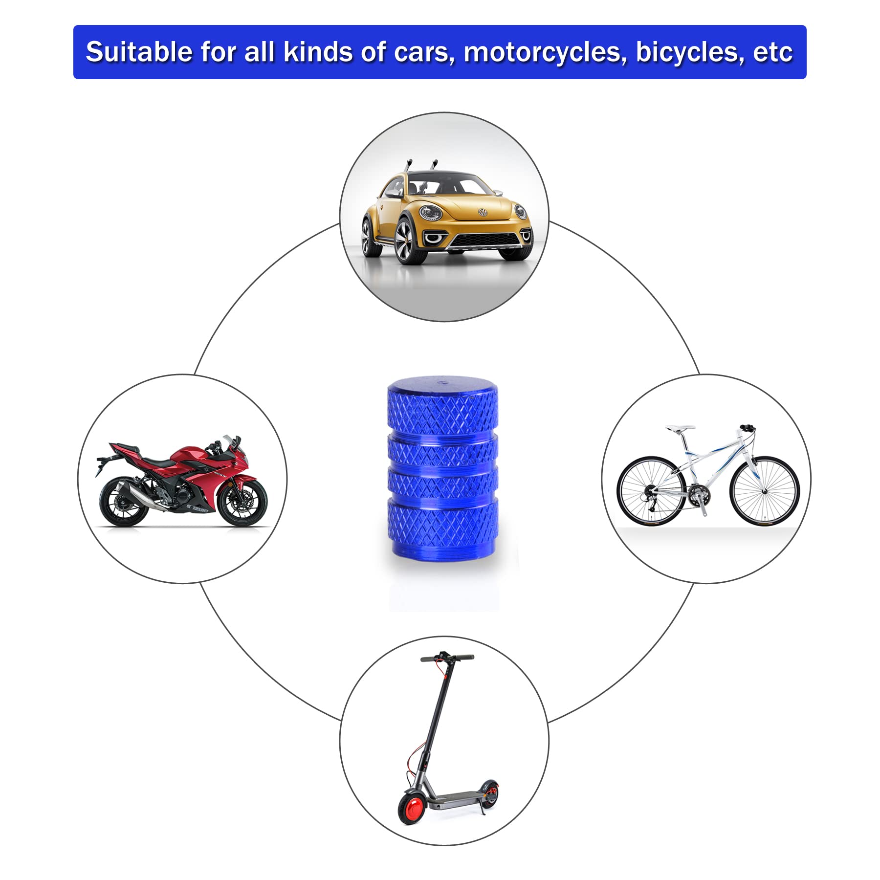 SINGARO 12PCS Tire Valve Stem Caps, Car Exterior Accessories, Aluminum Alloy Valve Cover Universal for Cars, Trucks, Motorcycles