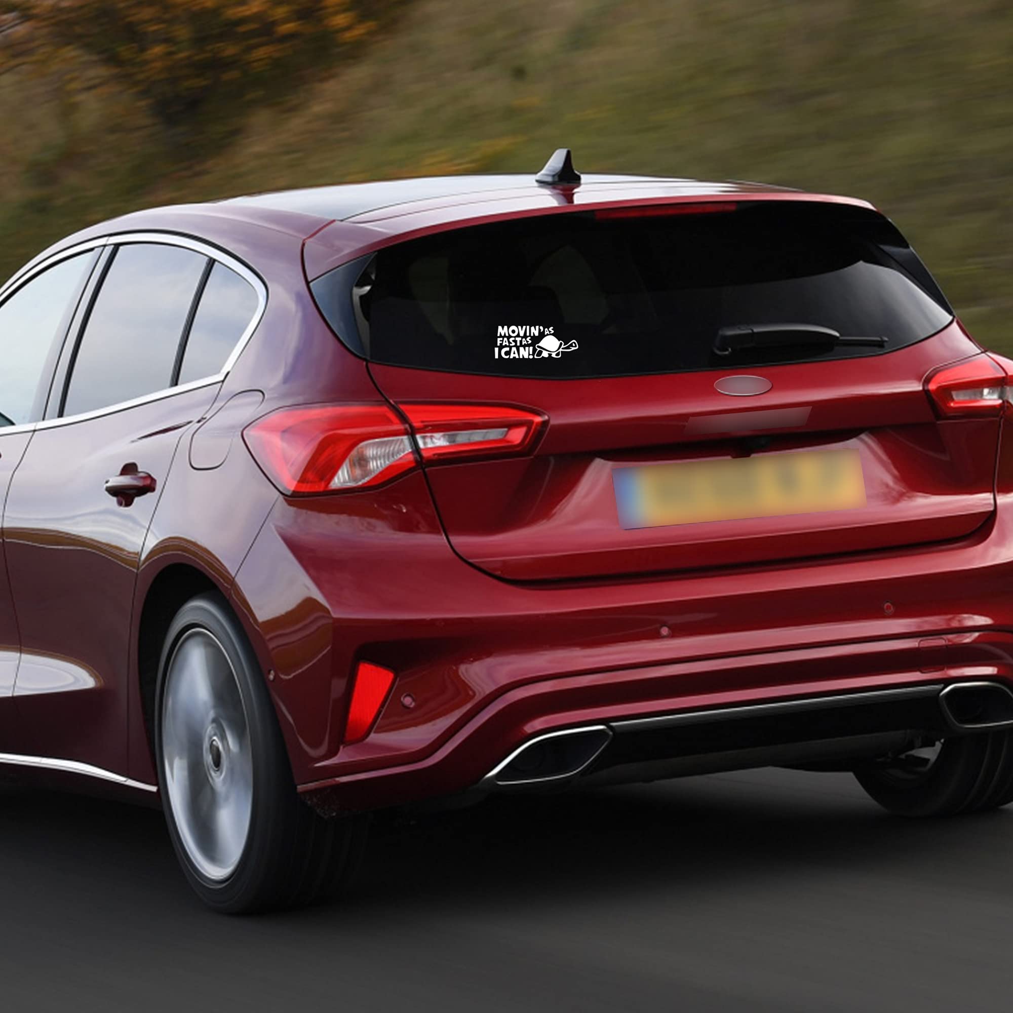 Tomall 2Pcs 5.9 Inch Moving As Fast As I Can Turtle Stickers For Car Waterproof Funny Self-Adhesive Vinyl Decals For Car Truck S