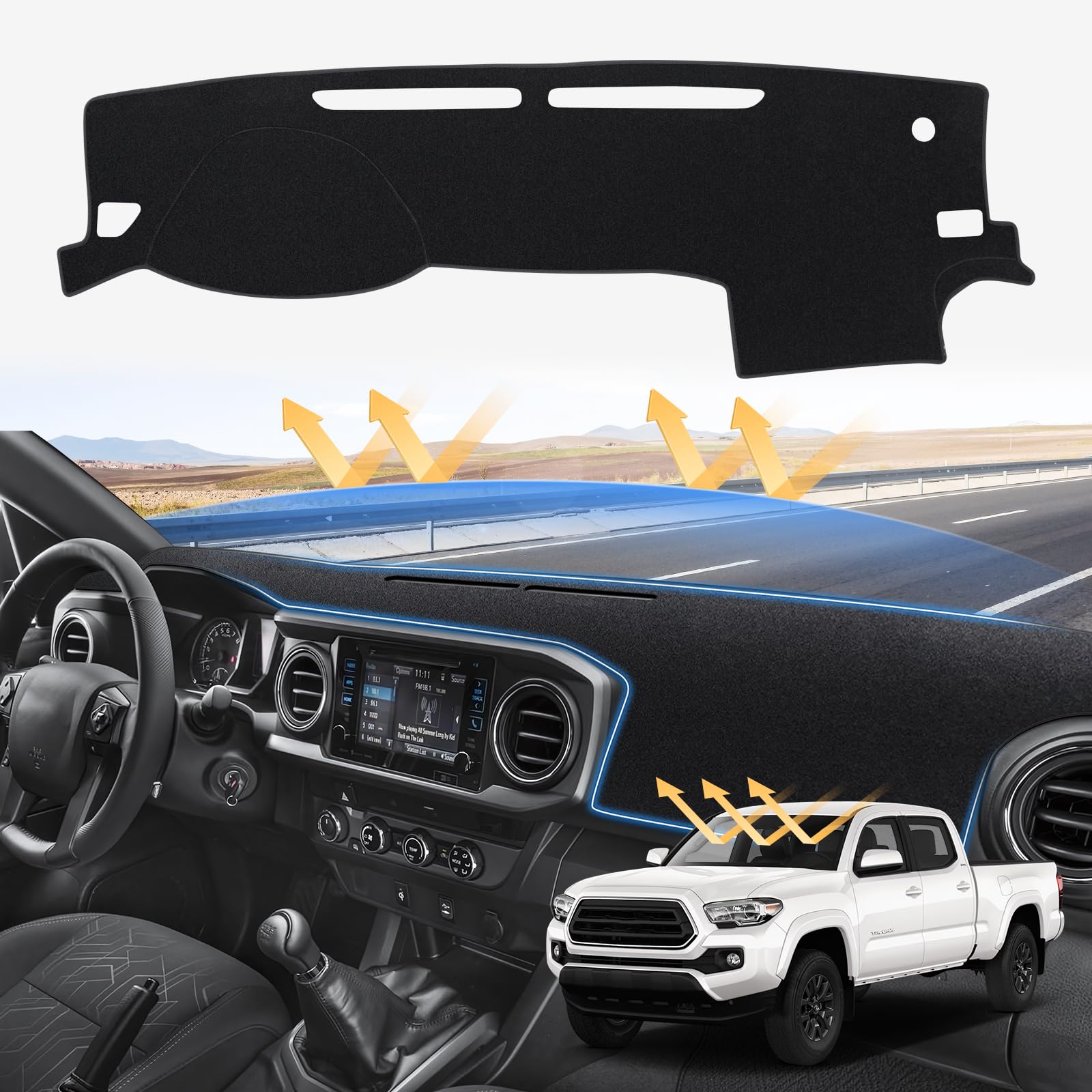 Sunsdrew Dash Cover For 2016-2022 2023 Toyota Tacoma Dashboard Cover Mat For Tacoma Accessories Sunshade Nonslip Mesh Protector