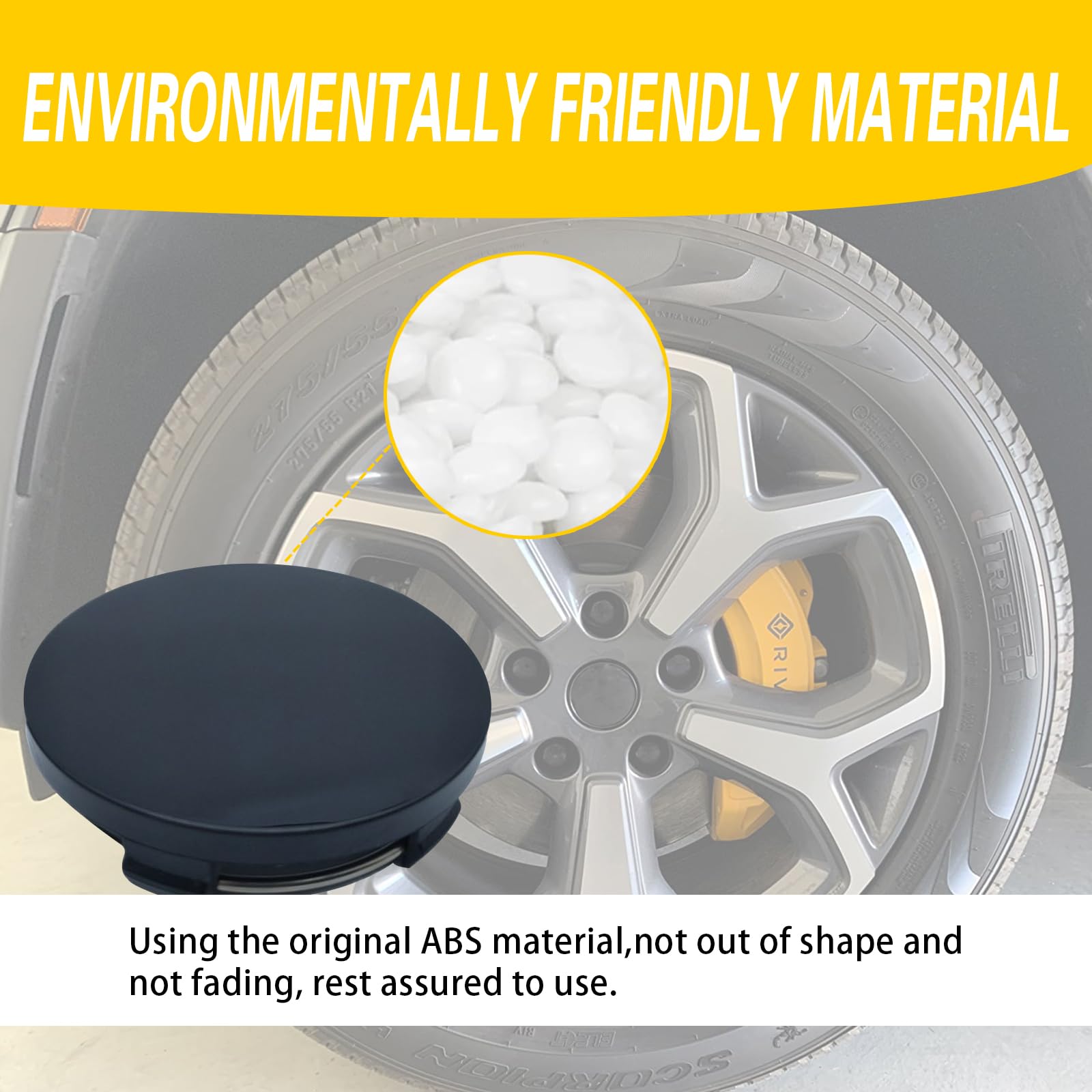 Arwrilt 4 Pack Car Wheel Center Hub Caps, ABS Rust-Proof Center Caps for Rims, Vehicle Rim Hub Caps Accessories, 2.36 OD 2.2