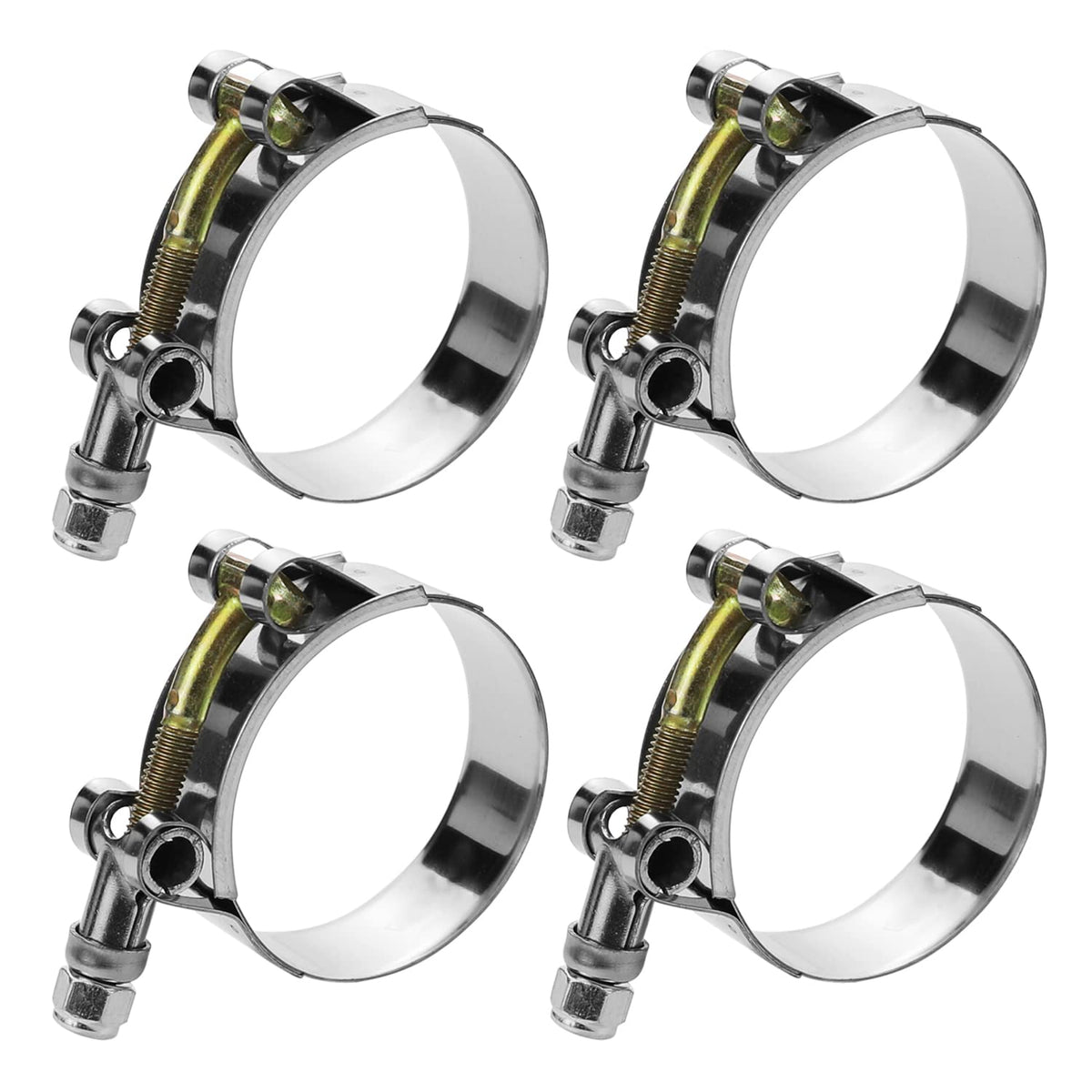 Wysiwyka 4 Pack 1.75 '' T-Bolt Hose Clamps, 304 Stainless Steel Turbo Intake Clamp, Working Range 50Mm-57Mm For 1.75 '' Hose Id