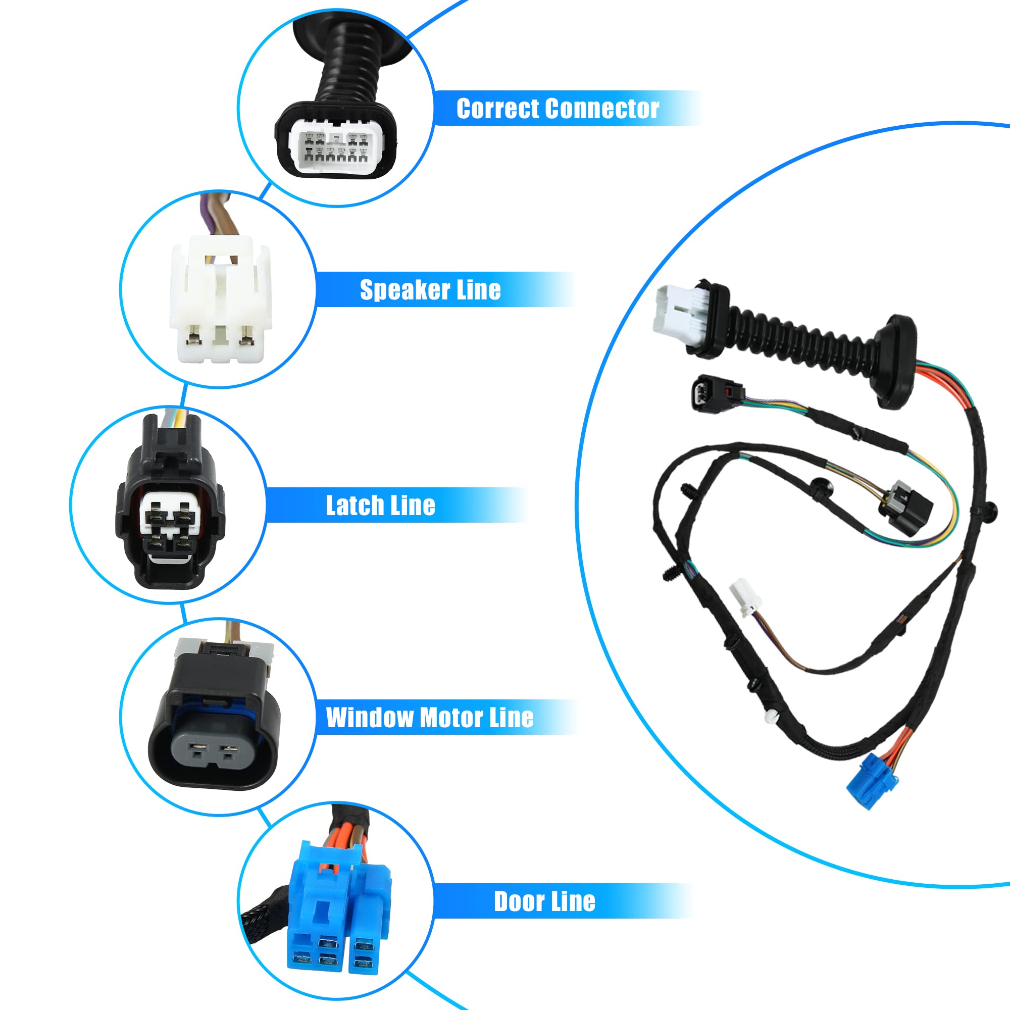 X Autohaux 2Pcs Rear Door Harness With Connectors For Dodge For Ram 1500 2500 3500 4500 5500 56051931Aa 56051931Ab 56051694Aa 645-506 Automotive Rear Door Wiring Harness Left Right Side