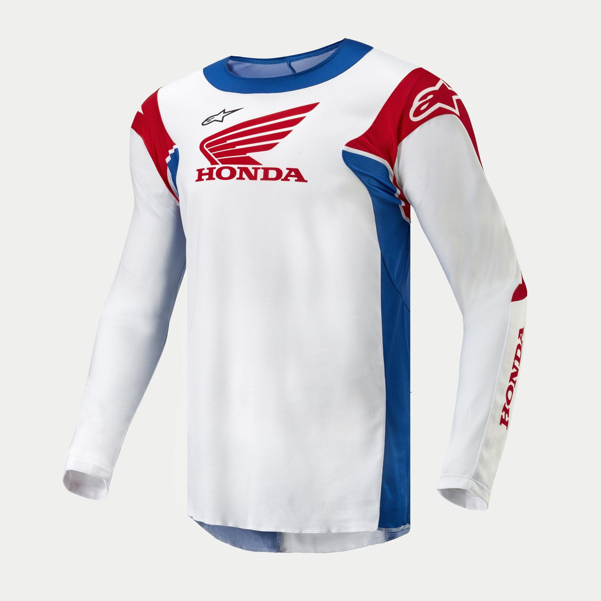 Alpinestars 3768023-2027-L: Honda Racer Iconic Jersey Wht/Br Blue/Br Red Lg
