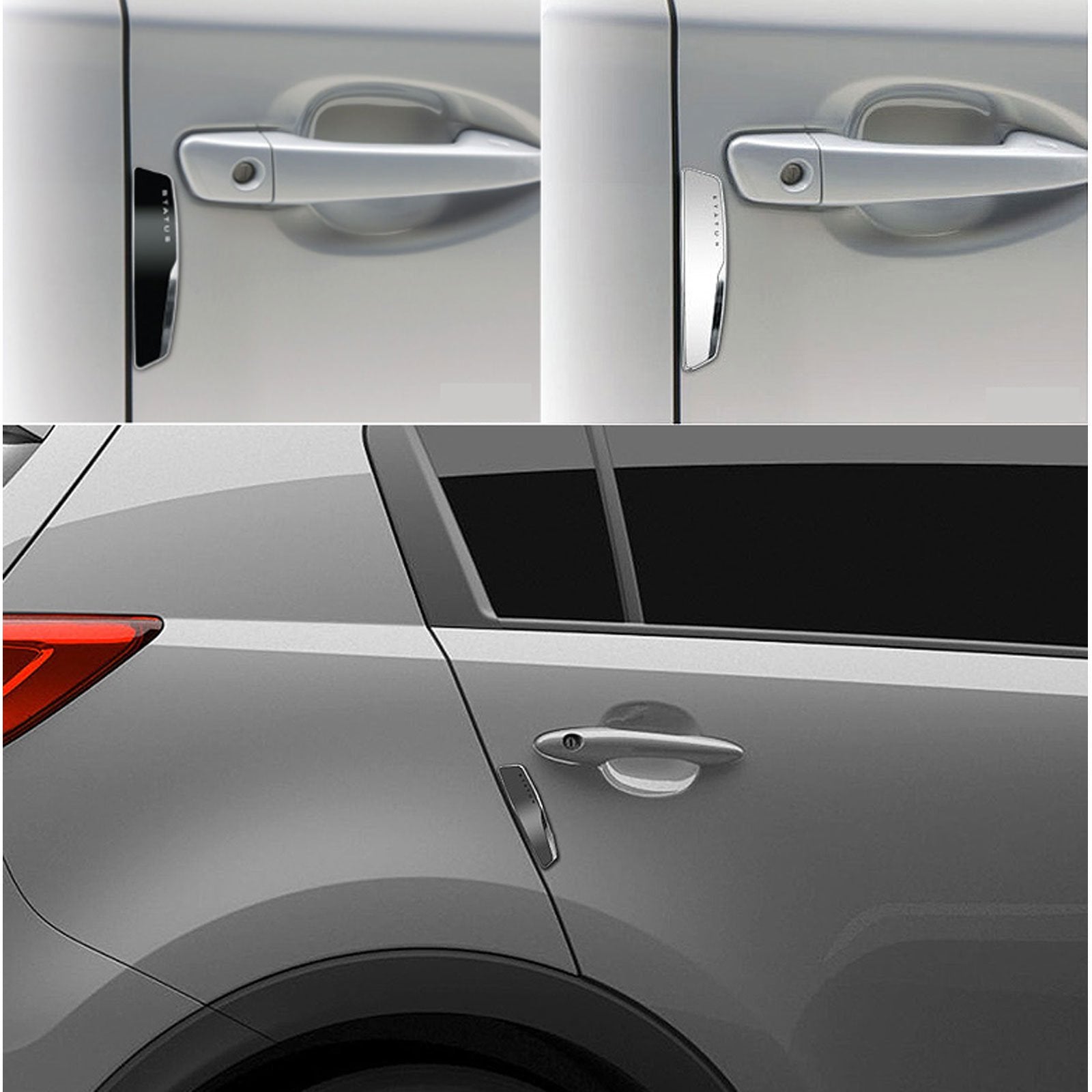 Status High Glossy Slim Door Edge Guards, 4 Pcs Bumper Protector Trim, ABS Plastic, Black, Model ST-GD280