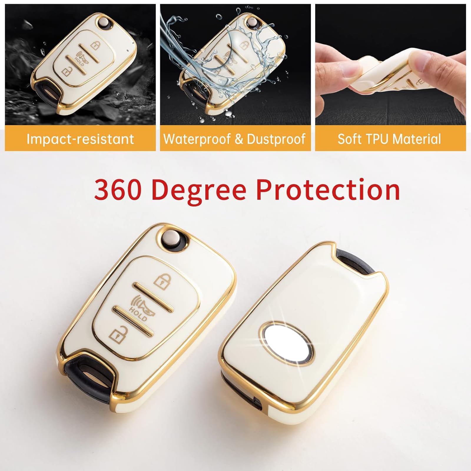 Gematay For Kia Key Fob Cover, Key Case Shell Compatible With 2012-2014 Kia Soul Rio Remote Smart Key Protector