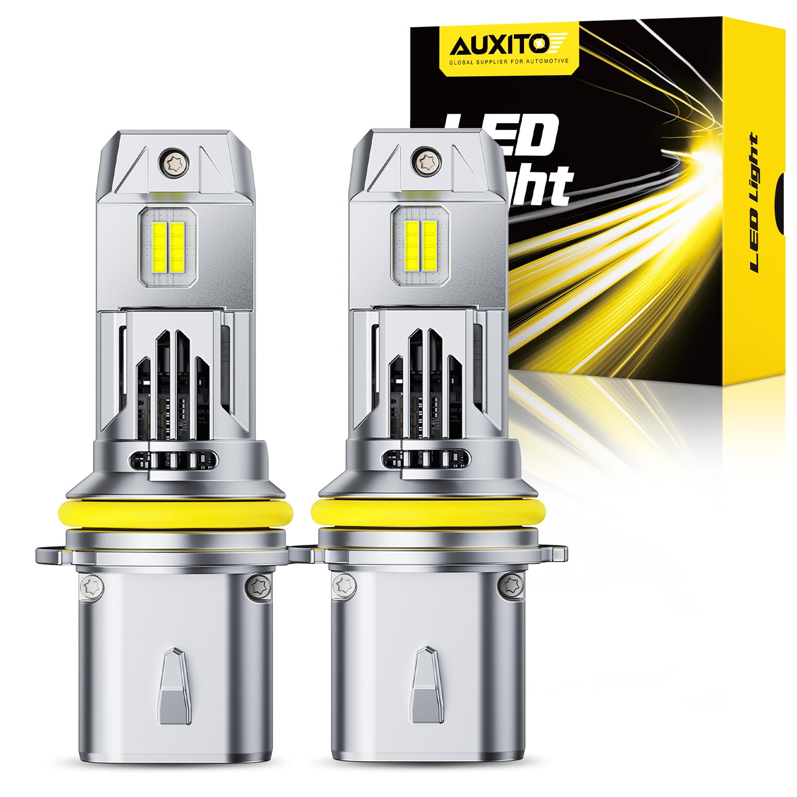 Auxito Halogen Replacement For 9007/Hb5 Bulbs, 33,000Lm 900% Brightness 6500K Cool White, Canbus Ready, Wireless Plug And Play F