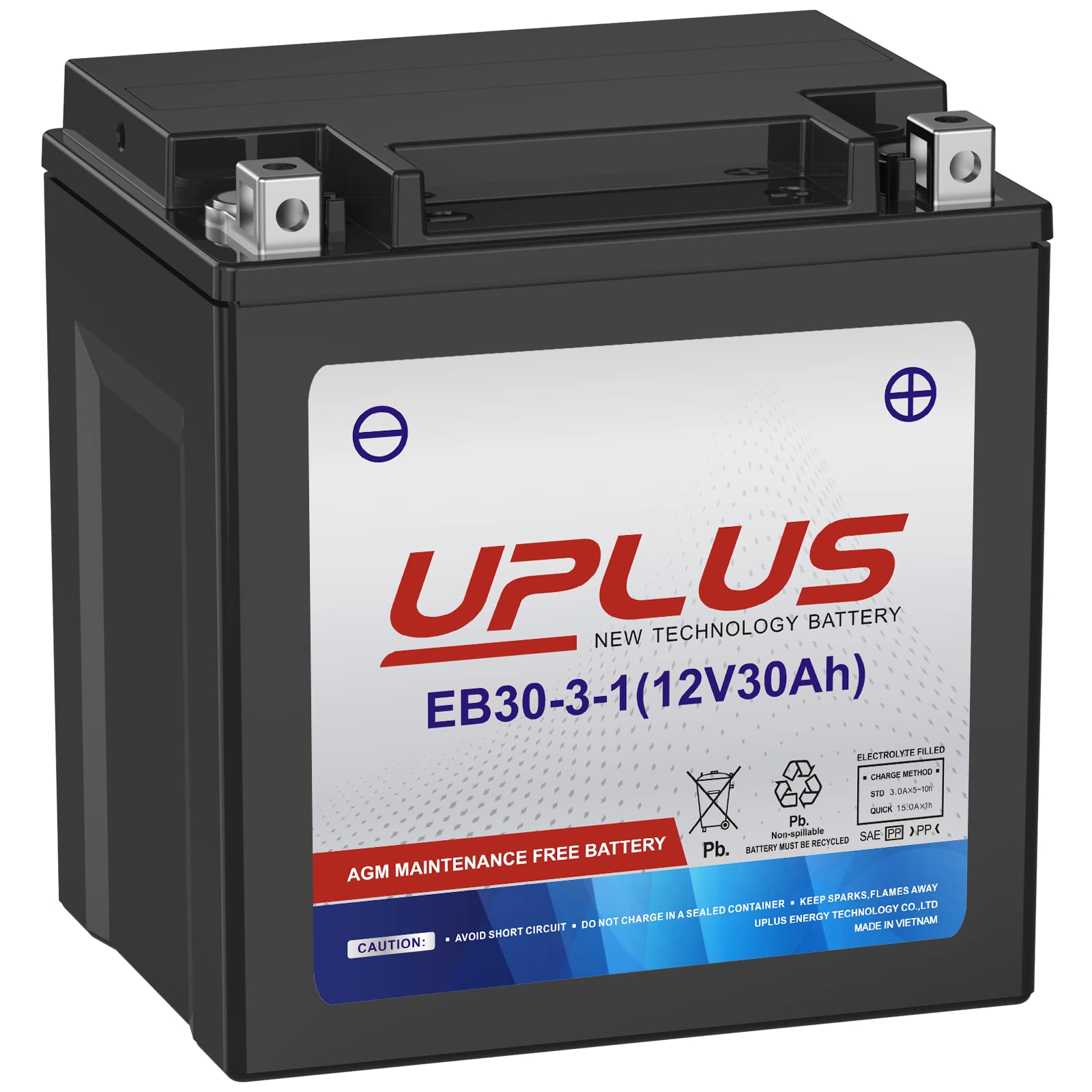 Uplus Ytx30L-Bs Motorcycle Battery, Yix30L-Bs Replacement Maintenance Free & High Performance, Eb30-3-1 Agm Batteries Etx30L Utv