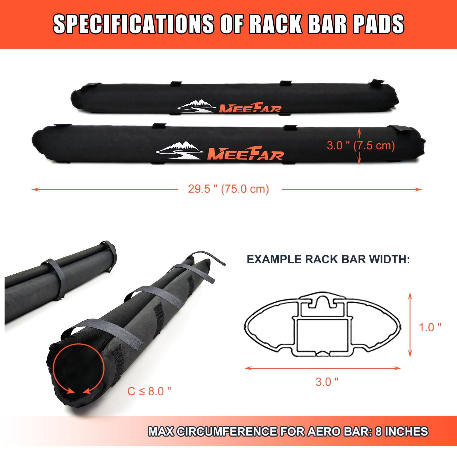 Universal Car Soft Roof Rack Pads Luggage Carrier System For Kayak Surfboard Sup Canoe Include 2 Heavy Duty Tie Down Straps, 2 T