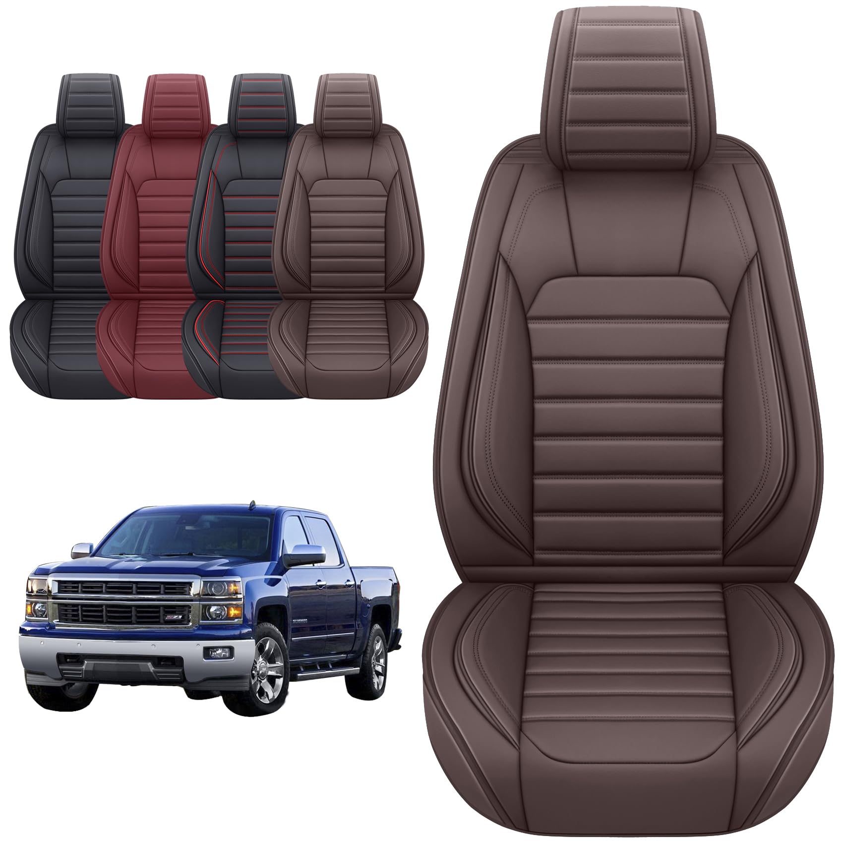 Yiertai Seat Covers Compatible With Silverado Sierra For 2007-2024 2025 1500/2500/3500 Crew Double Extended Cab Trucks Waterproo