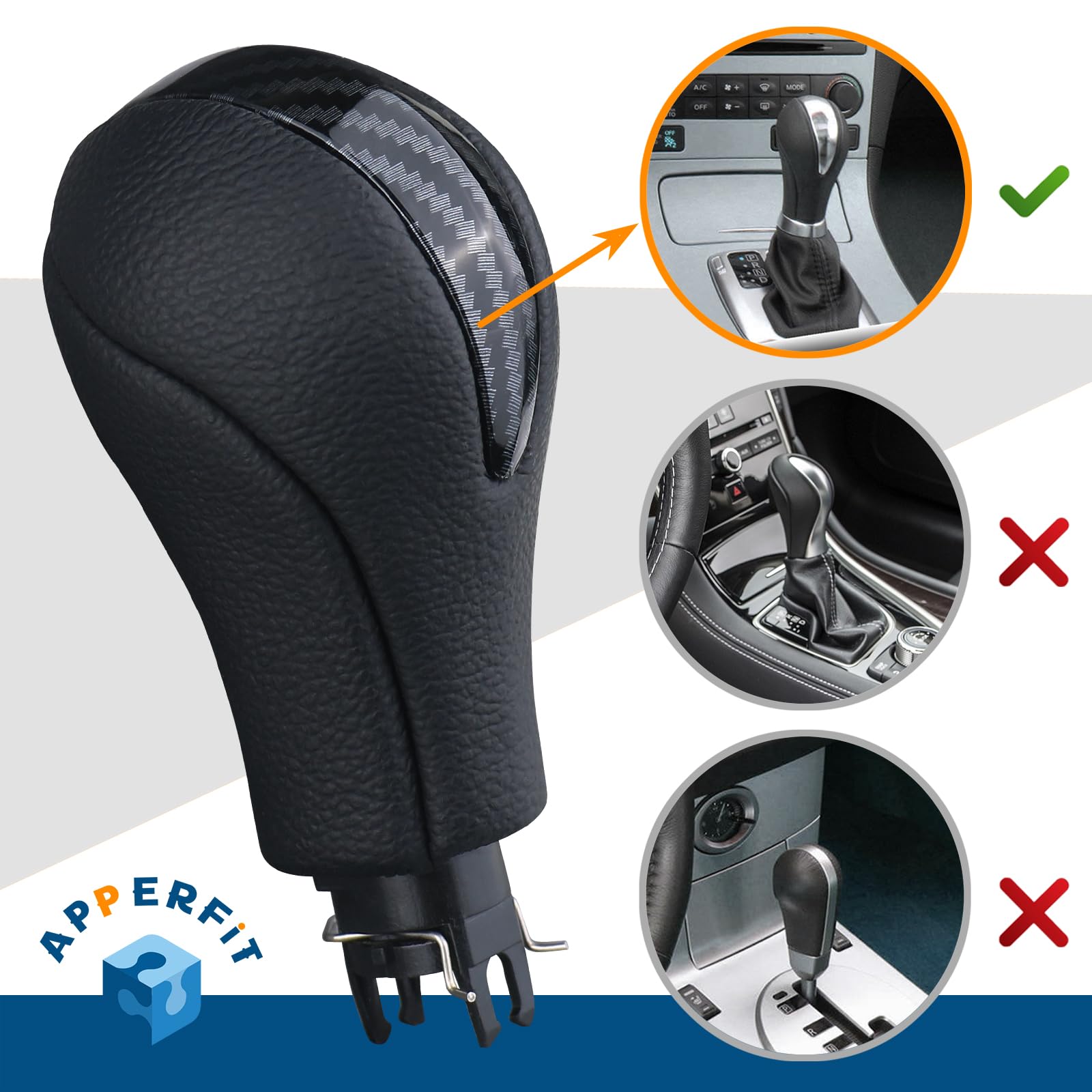 APPERFiT Carbon Fiber Gear Shift Knob for Automatic Transmission - Compatible with Infiniti EX35 FX35 FX50 G25 G35 G37 Q60 QX50 QX56 QX70