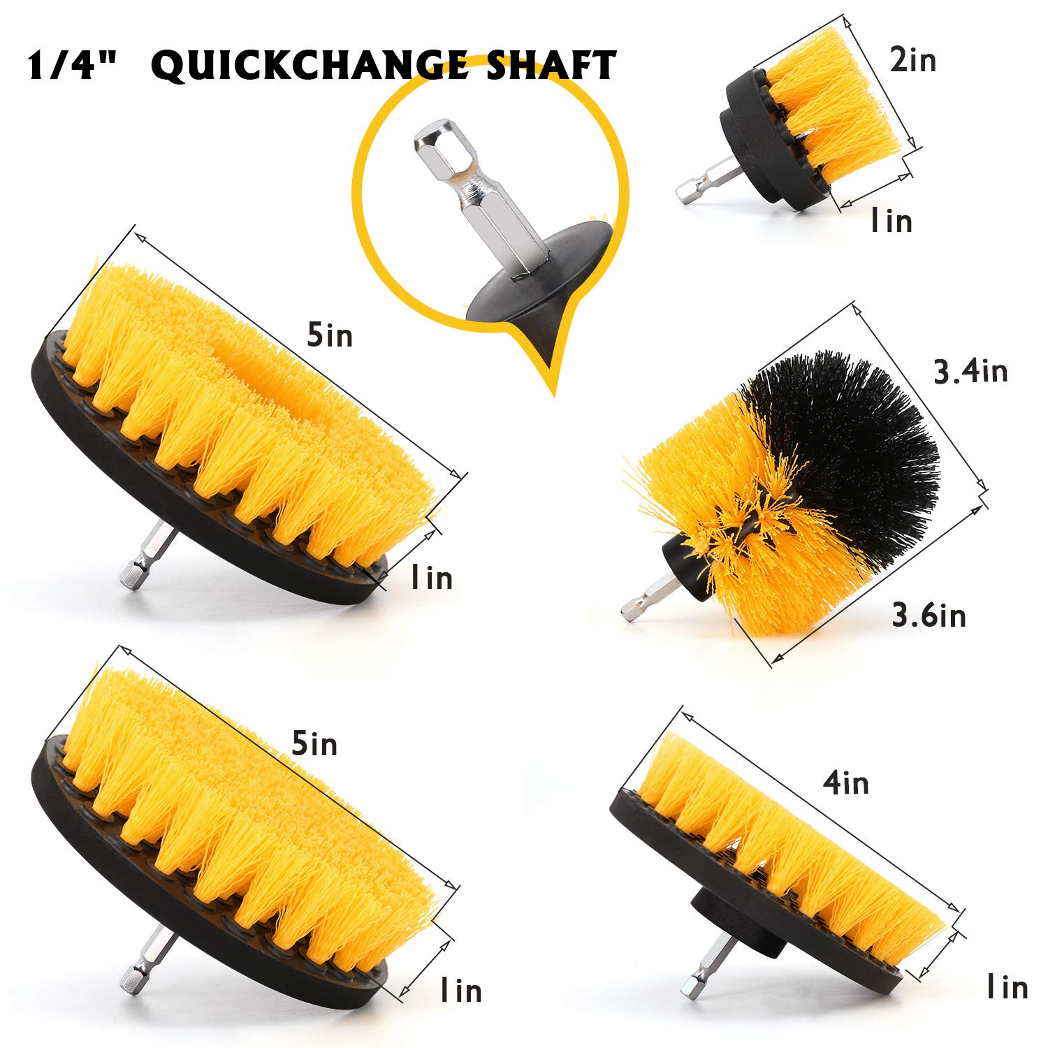 5 Pieces Drill Brush Attachments, Scrubber Brush For Drill, Power Cleaning Kit For Carpet, Car Detailing, Bathroom Surface, Upho
