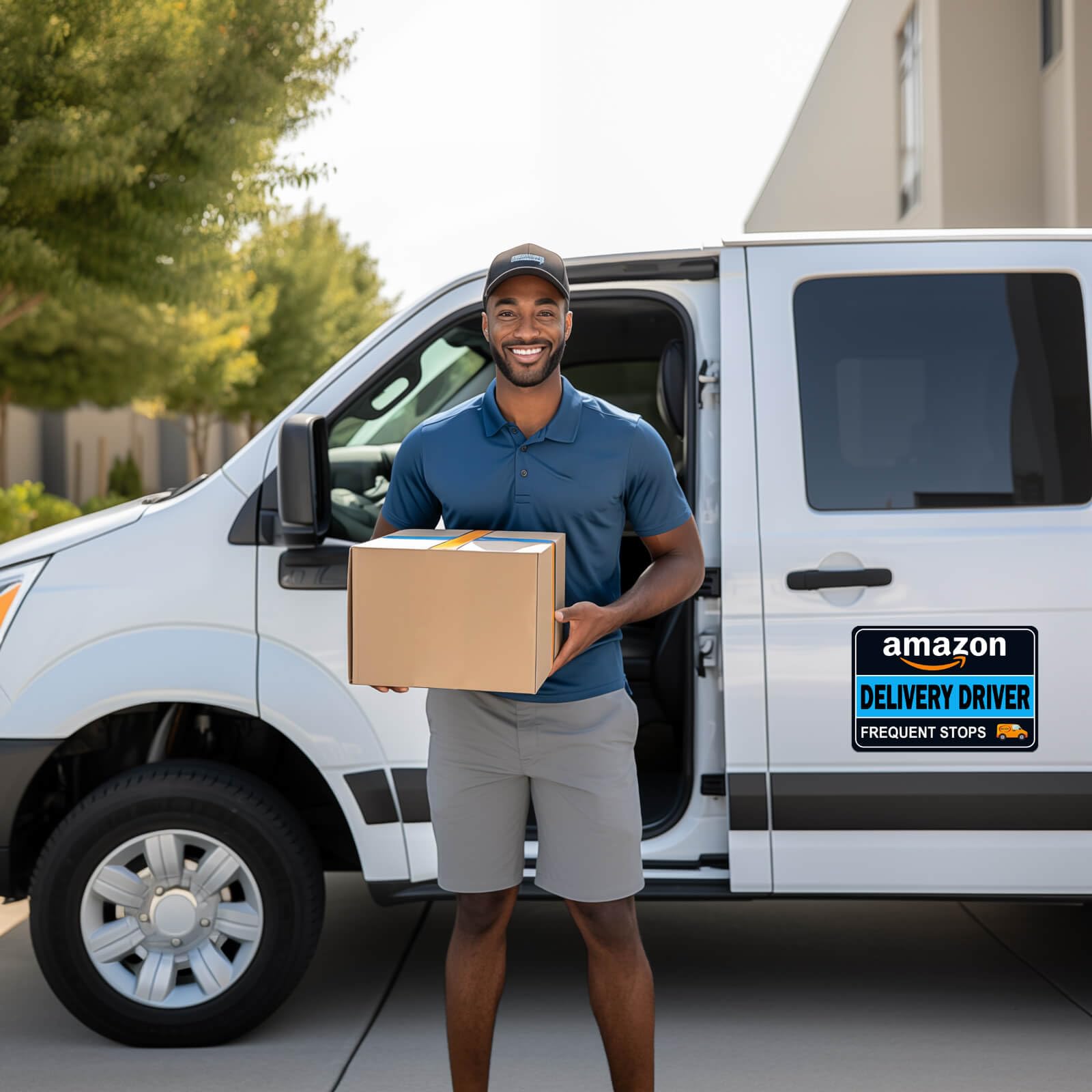 NIMONA Delivery Driver Magnet for Car - Reflective & Weather-Resistant, 11.8 x 8 inch, Blue-Black, Removable Sign (1 Pack)