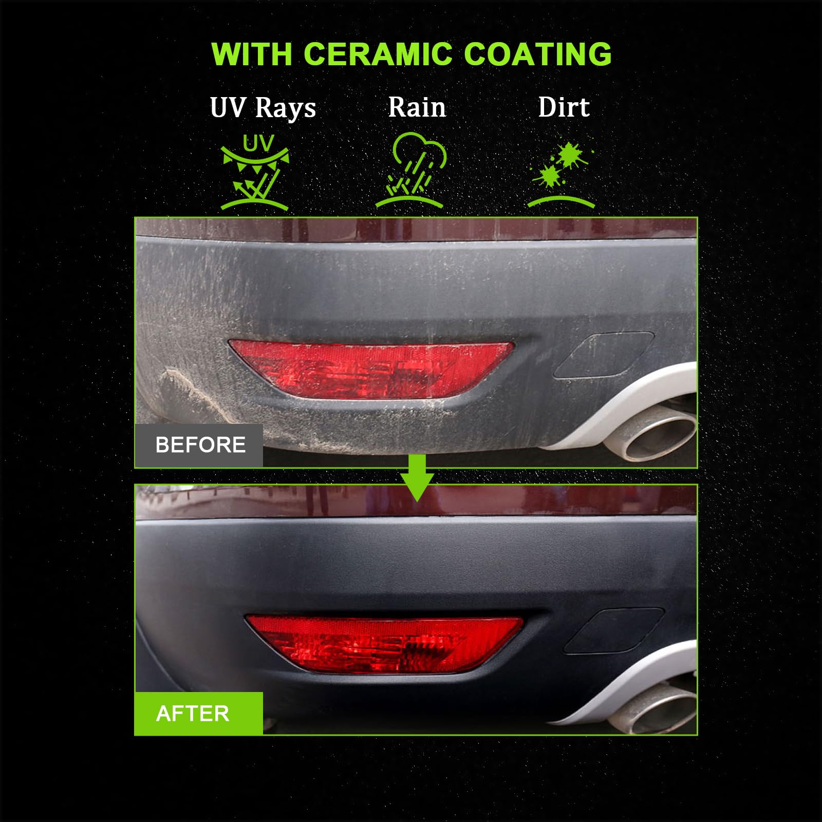 Followin Plastic Restorer For Cars, Plastic Coating Exterior Black Trim Restorer, Ceramic Coating, Resists Water, Dirt, Not Dres