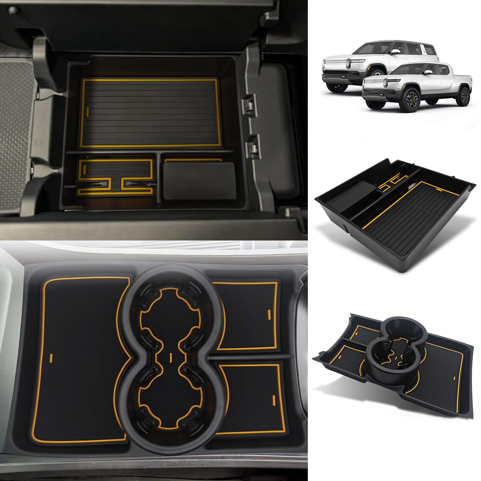 Bestevmod Upgraded V3 Armrest Storage Box And Cup Holder Lower Center Console Organizer Tray With Pvc Trim Removable Coin Holder