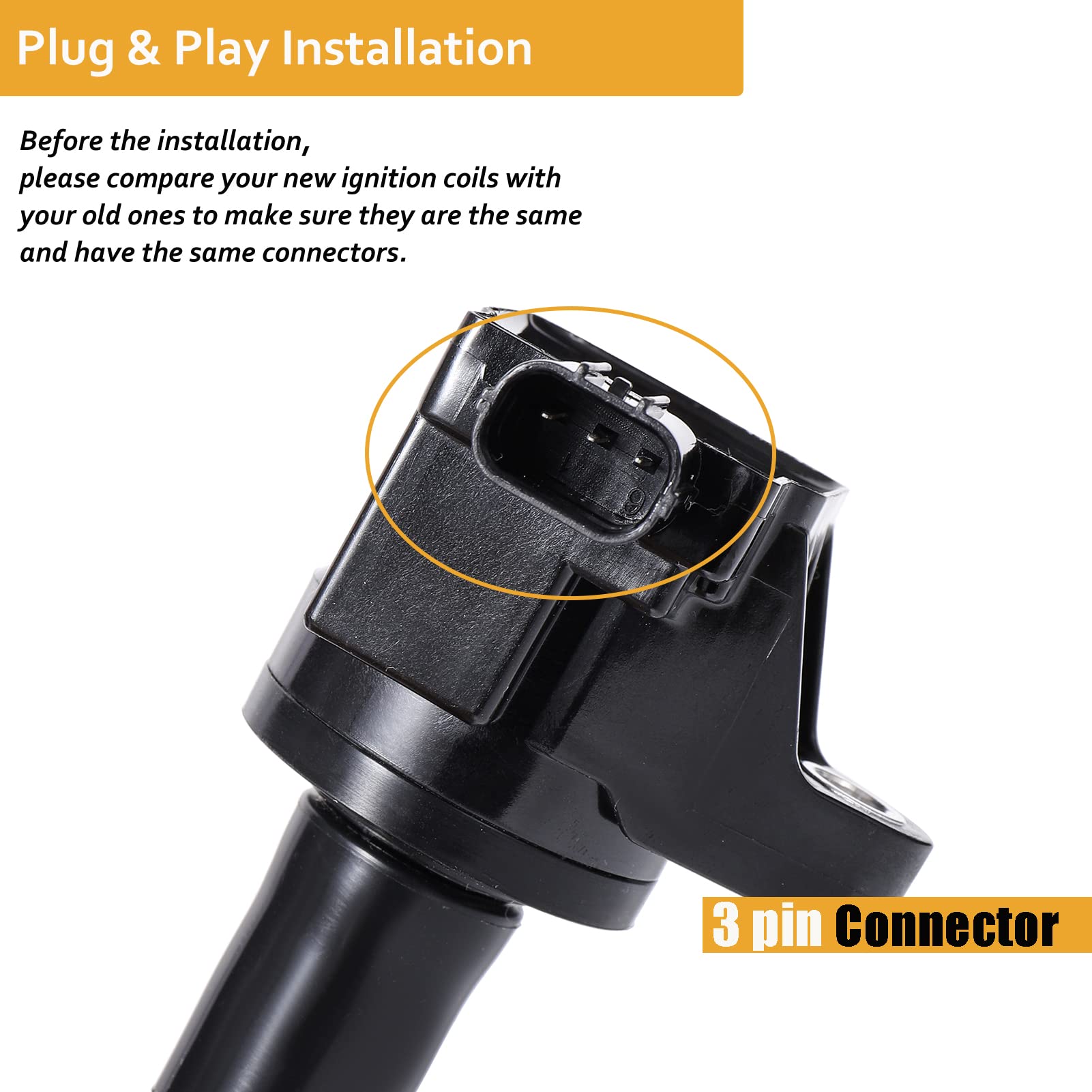 Npauto Ignition Coil Pack Compatible With 2007 2008 Honda Fit 1.5L 1.5 L4 Hatchback, Uf581, C1578, Set Of 4
