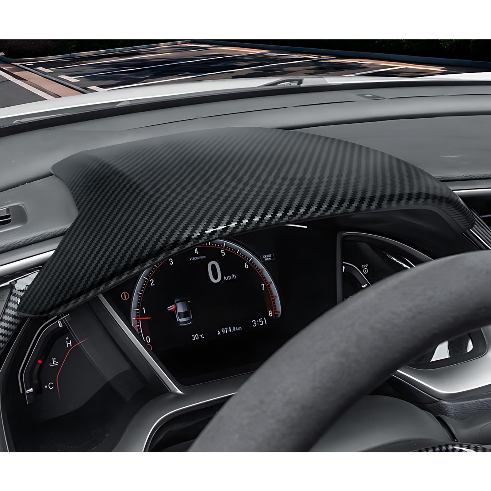 BRMYL Car Dashboard Instrument Protective Cover Decals for 2016-2021 Honda Civic 10th Gen Accessories ABS Carbon Fiber Stickers