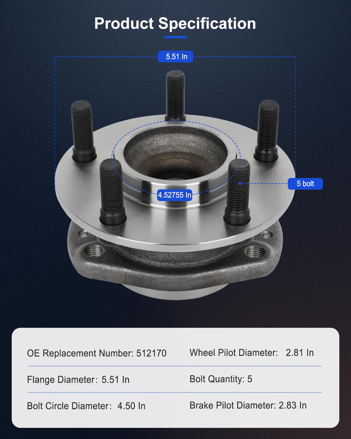 ECCPP Replacement For Wheel Bearing and Hub Assembly For Town & Country/Voyager For Dodge Caravan/Grand Caravan 2001 2002 2003 2
