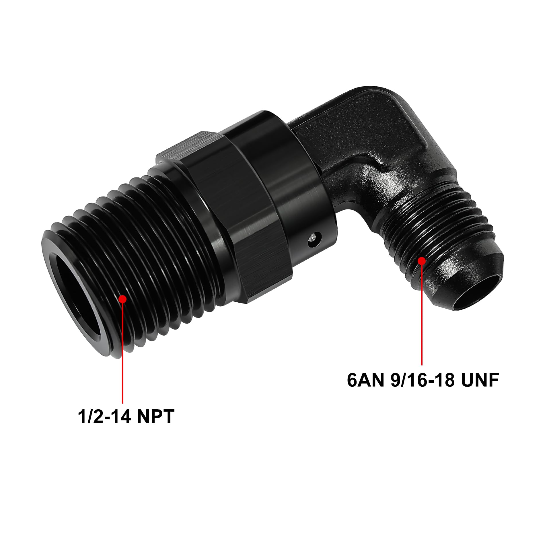 Evil Energy 6An Male Flare To 1/2 '' Npt 90 Degree Swivel Fitting Adapter Aluminum Black